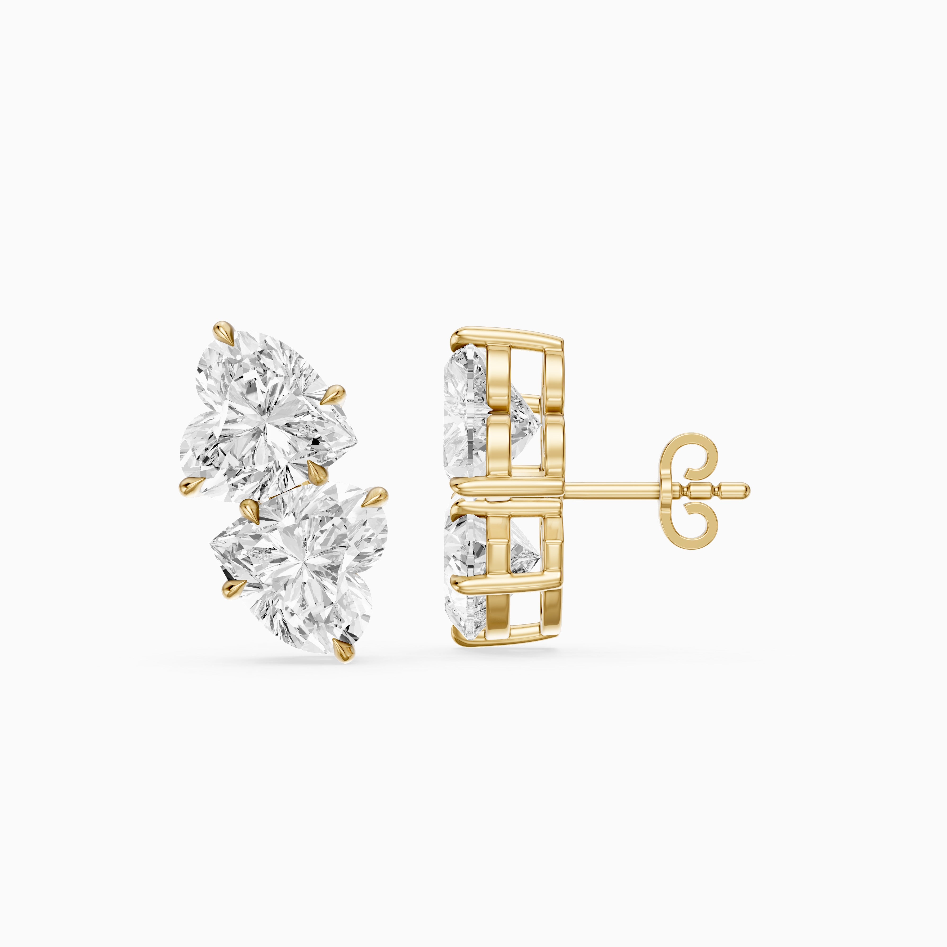 Iseult Heart Cut Lab Grown Diamond Duo Stud Earrings