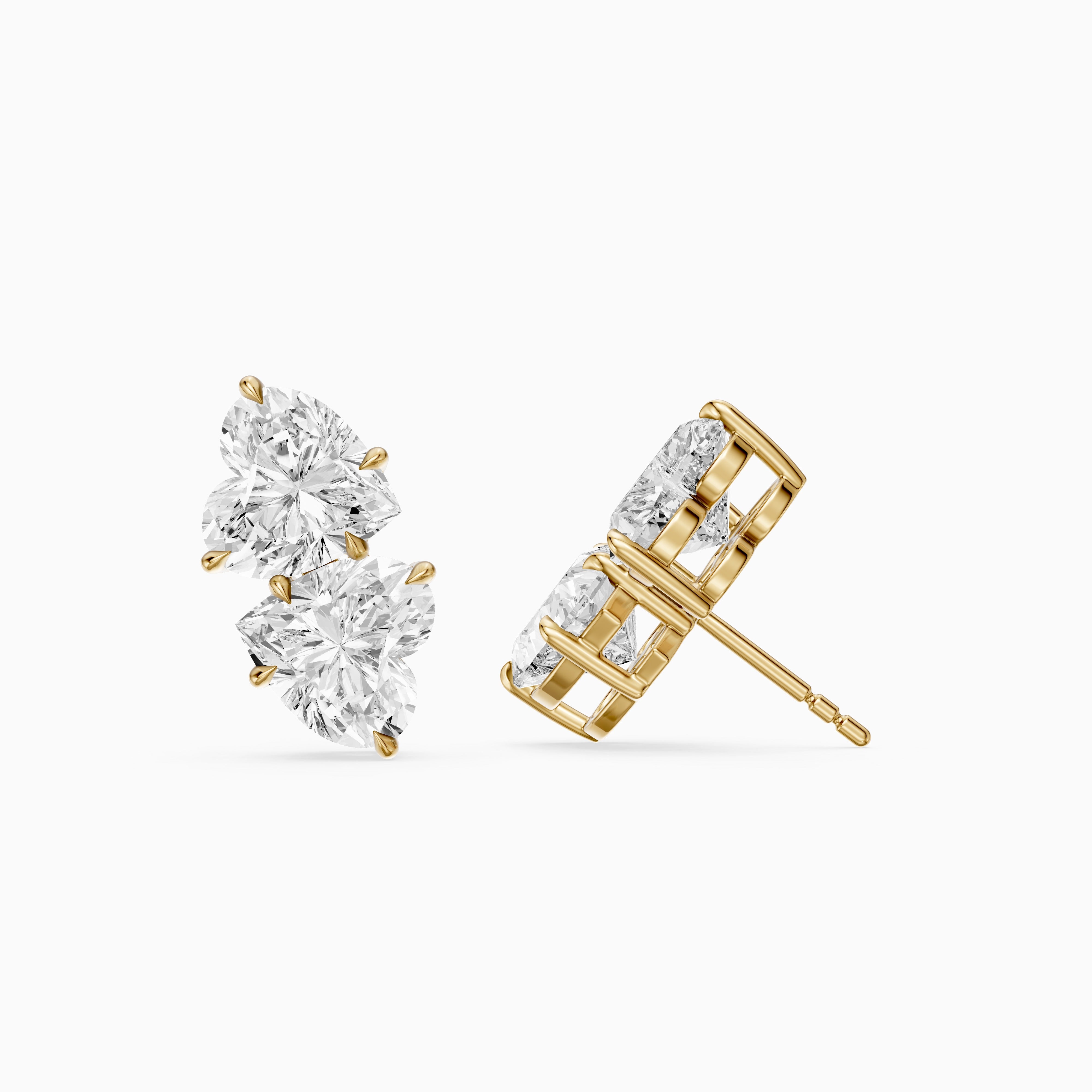 Iseult Heart Cut Lab Grown Diamond Duo Stud Earrings