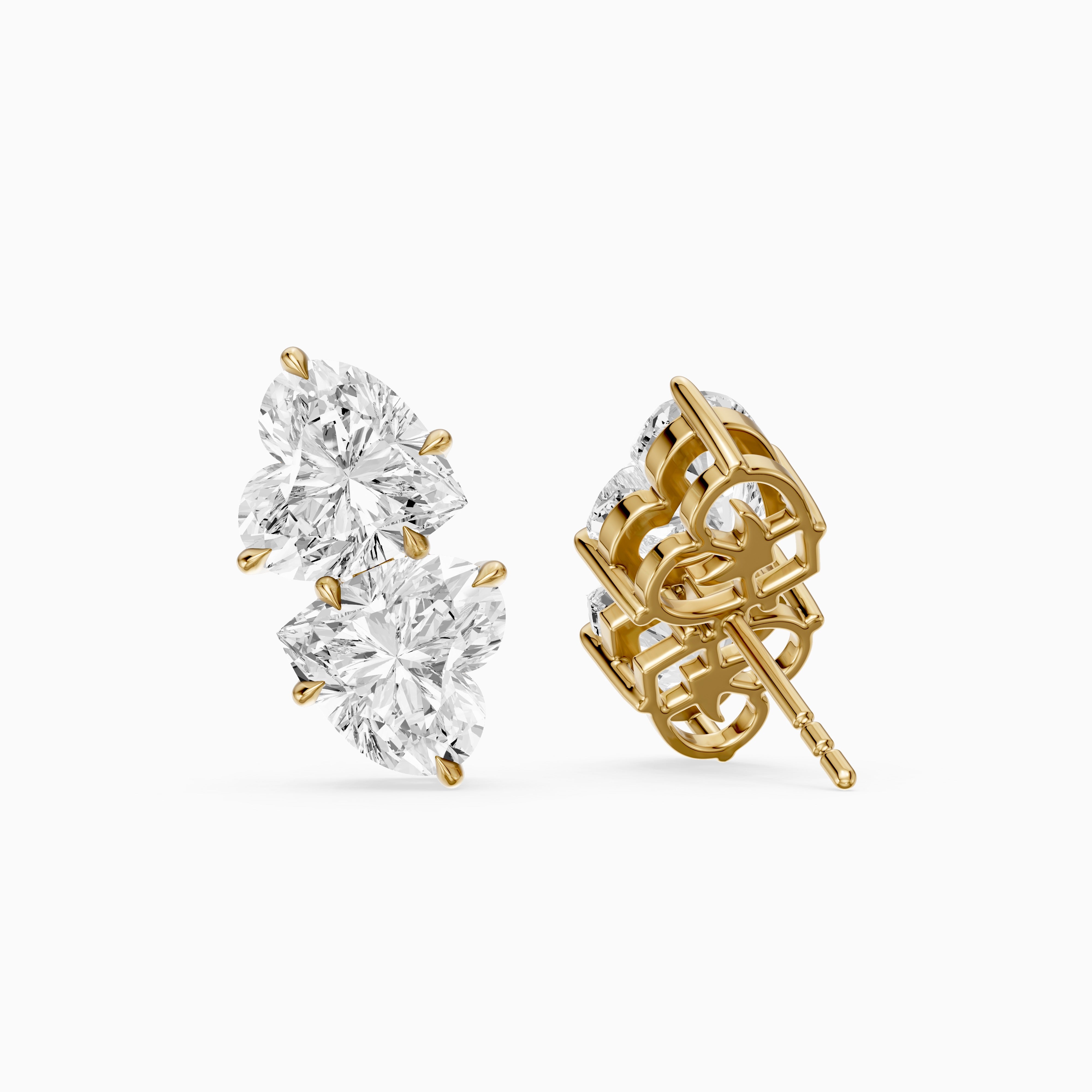 Iseult Heart Cut Lab Grown Diamond Duo Stud Earrings