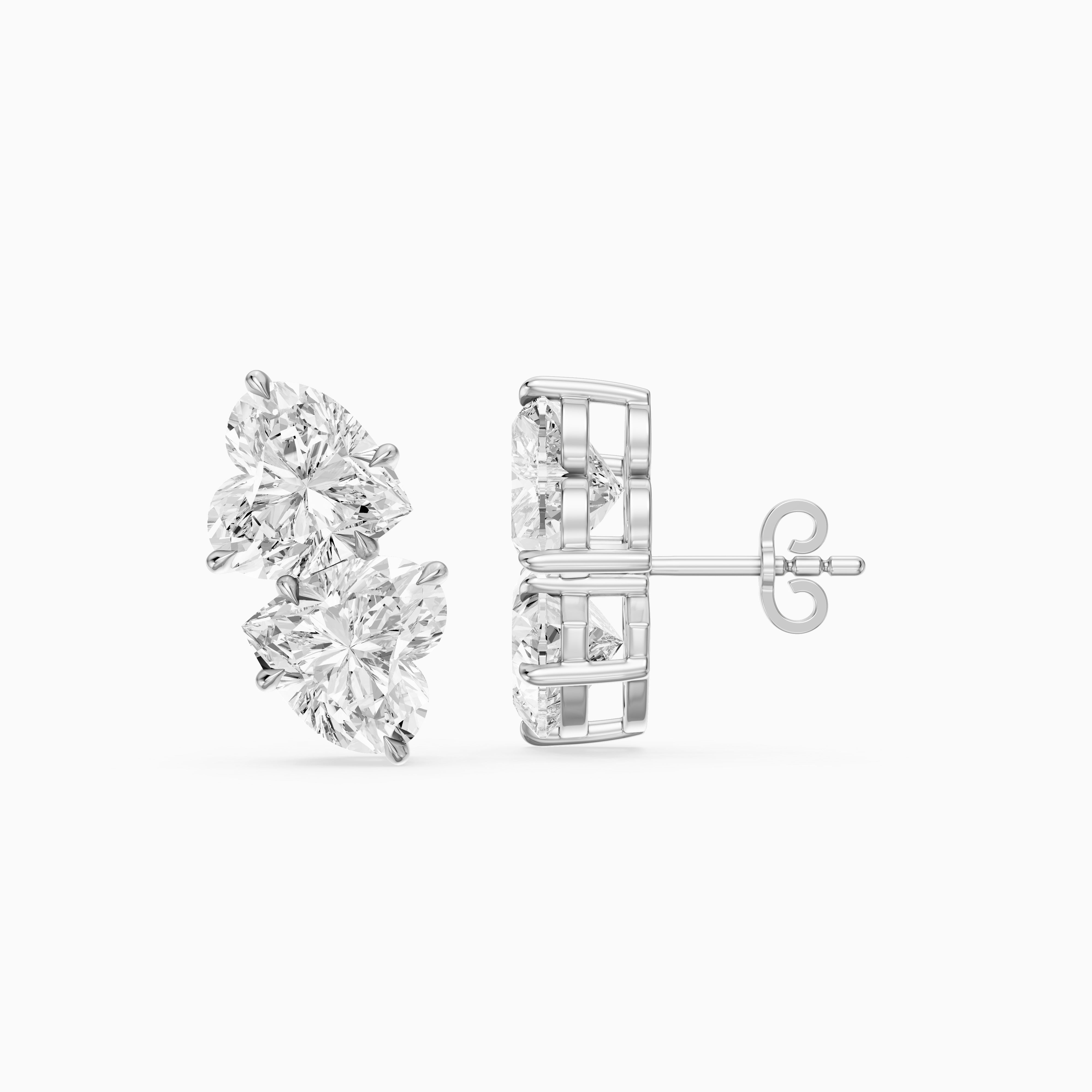 Iseult Heart Cut Lab Grown Diamond Duo Stud Earrings
