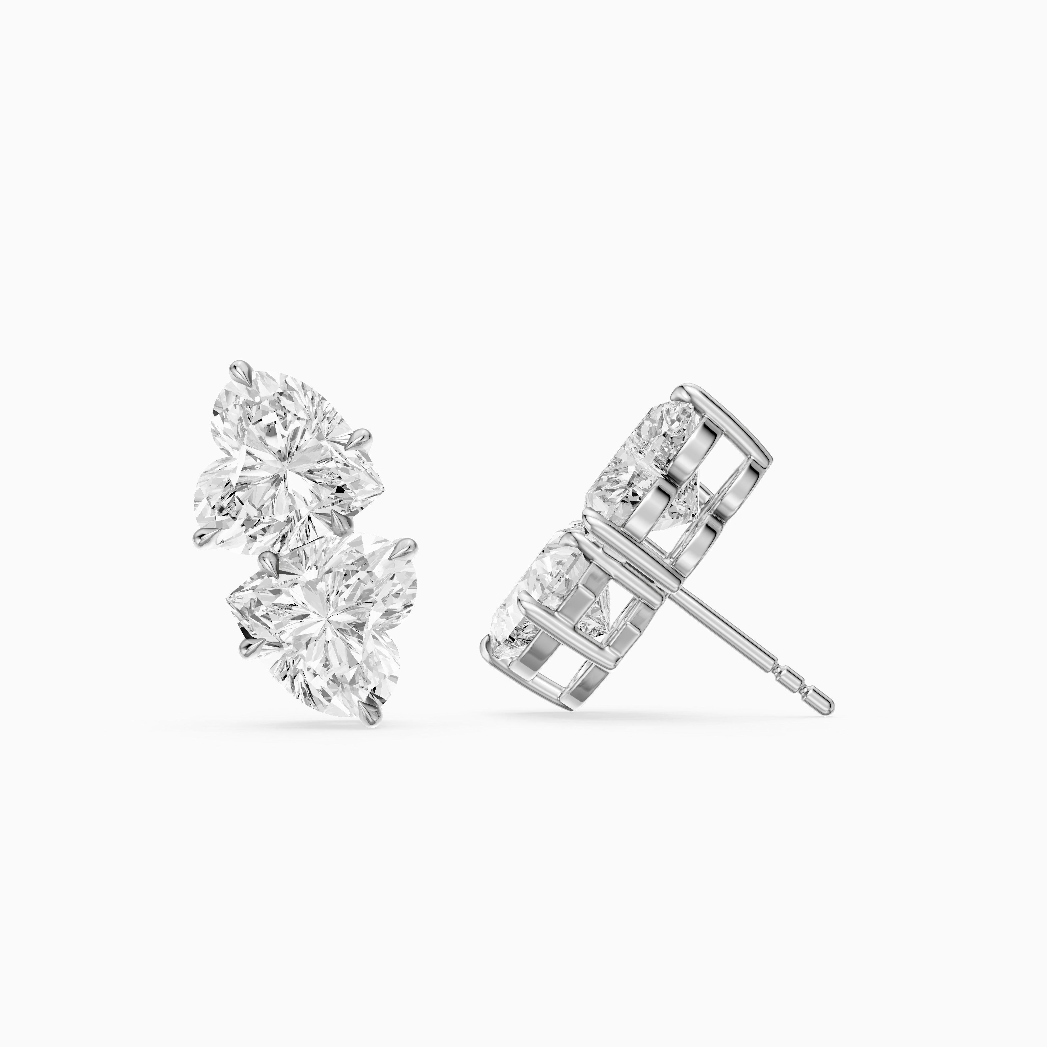Iseult Heart Cut Lab Grown Diamond Duo Stud Earrings
