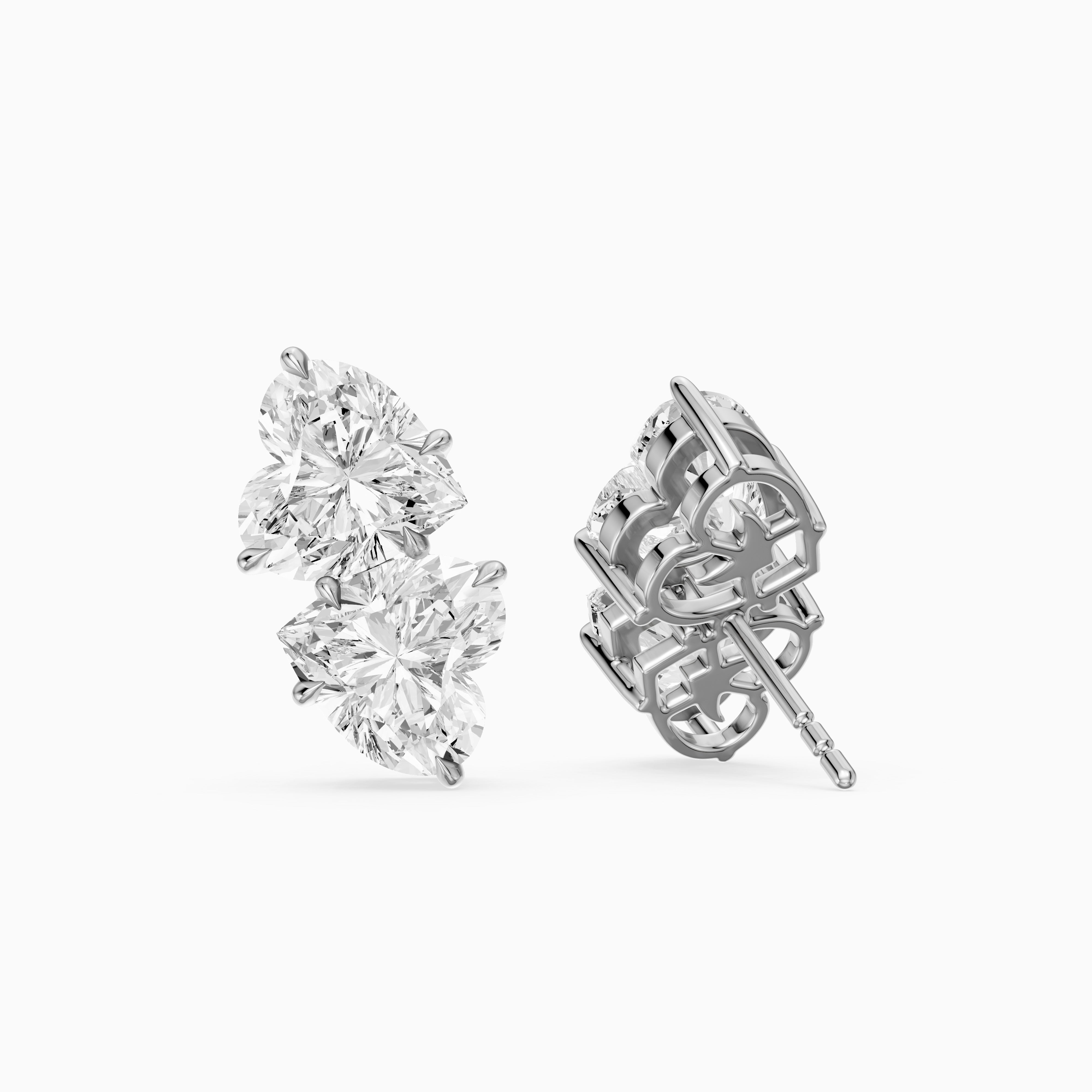 Iseult Heart Cut Lab Grown Diamond Duo Stud Earrings
