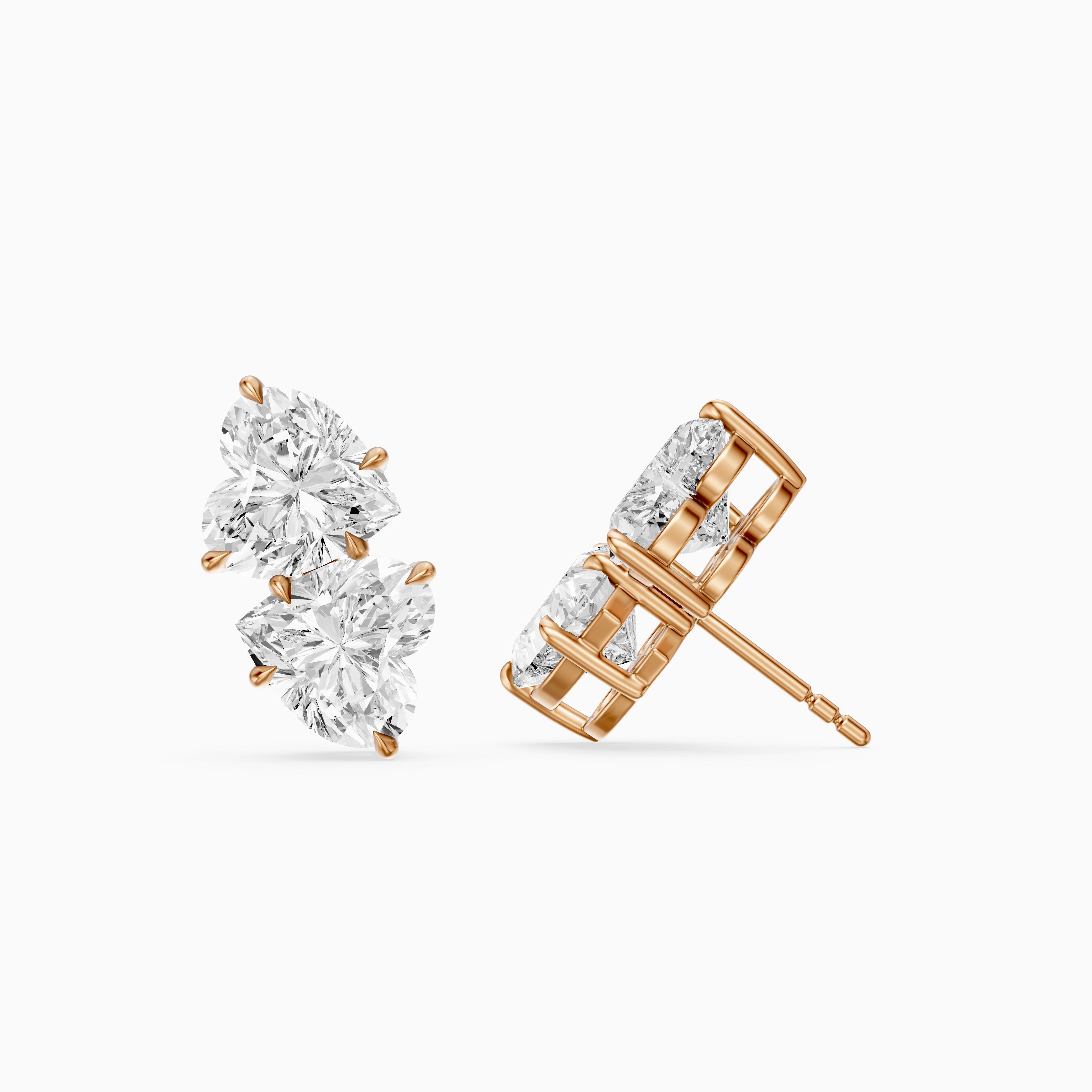 Iseult Heart Cut Lab Grown Diamond Duo Stud Earrings