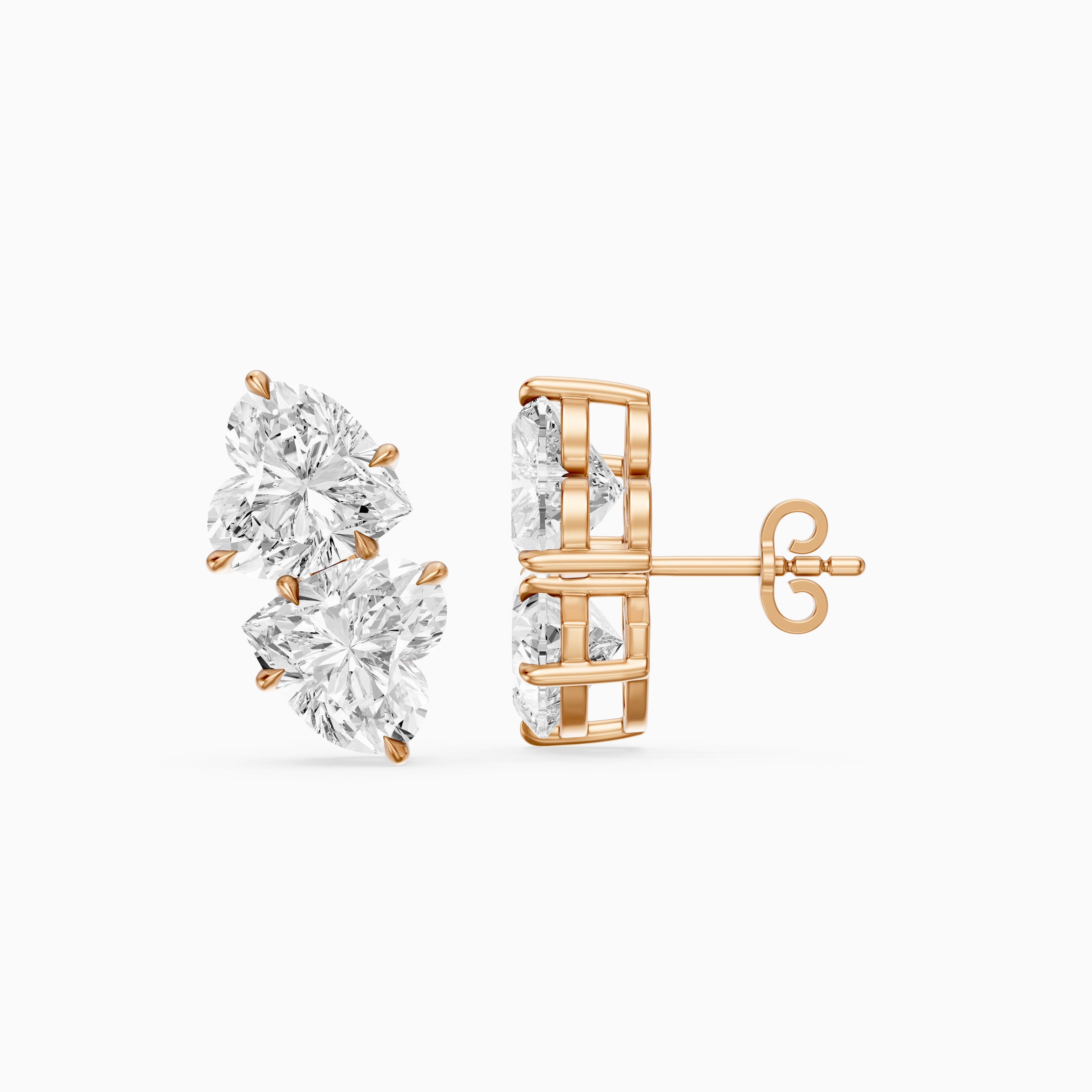 Iseult Heart Cut Lab Grown Diamond Duo Stud Earrings