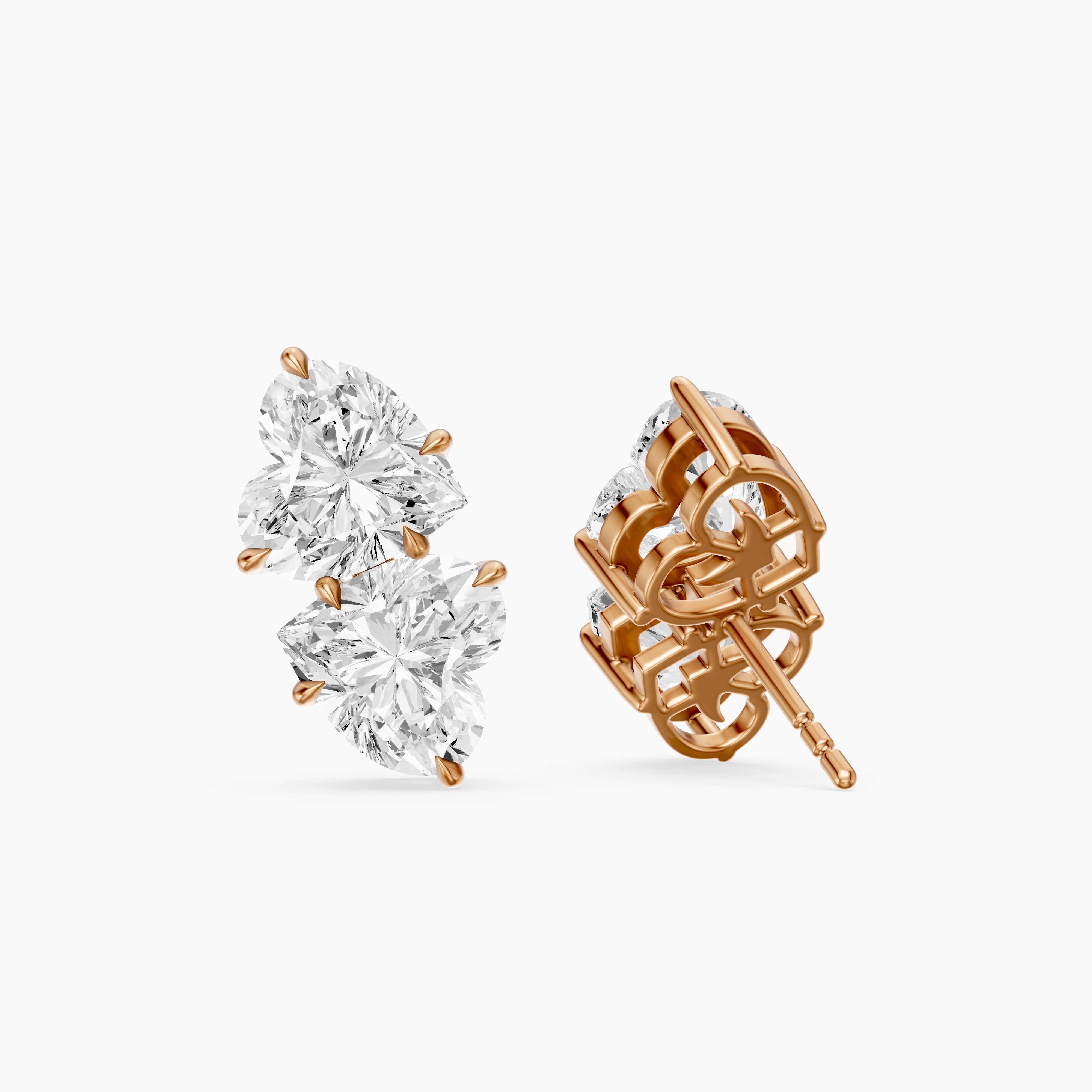 Iseult Heart Cut Lab Grown Diamond Duo Stud Earrings