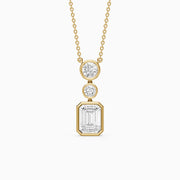 Adelina Emerald Cut Lab Grown Diamond Drop Bezel Pendant