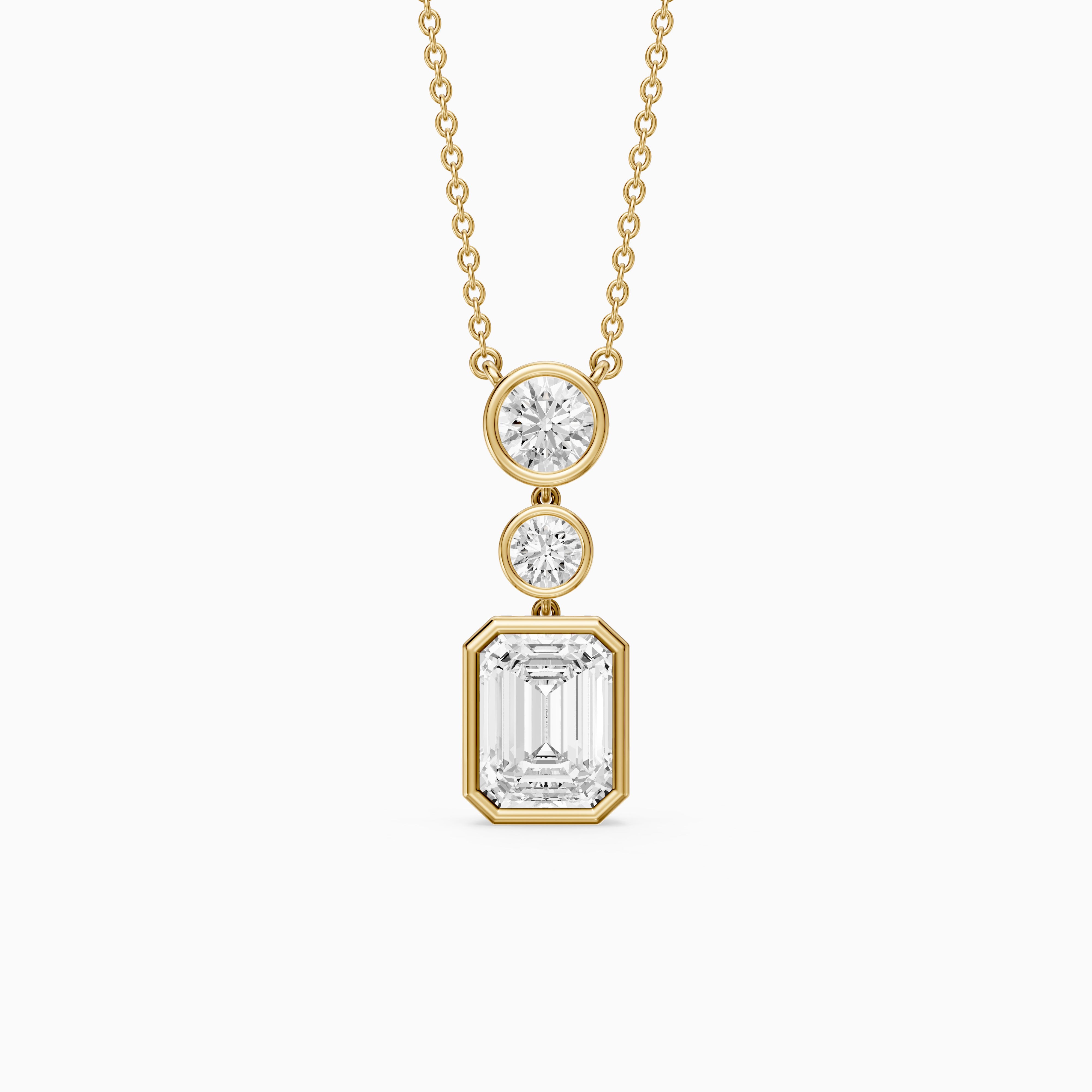 Adelina Emerald Cut Lab Grown Diamond Drop Bezel Pendant