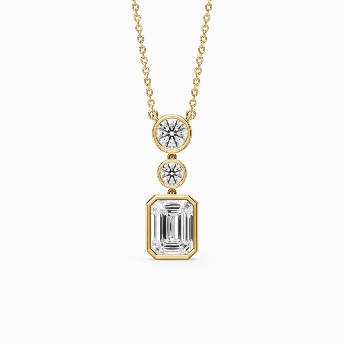 Adelina Emerald Cut Lab Grown Diamond Drop Bezel Pendant