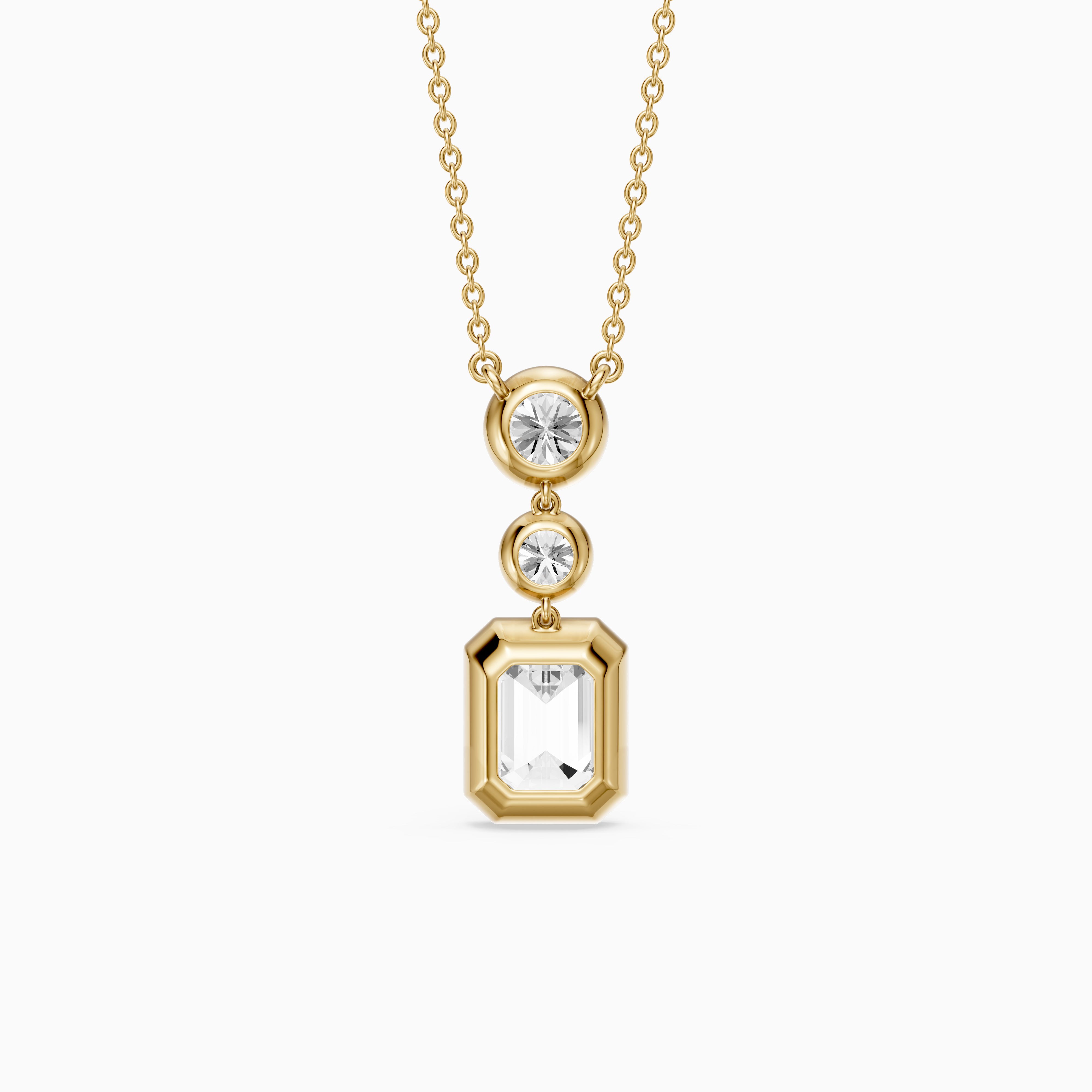Adelina Emerald Cut Lab Grown Diamond Drop Bezel Pendant