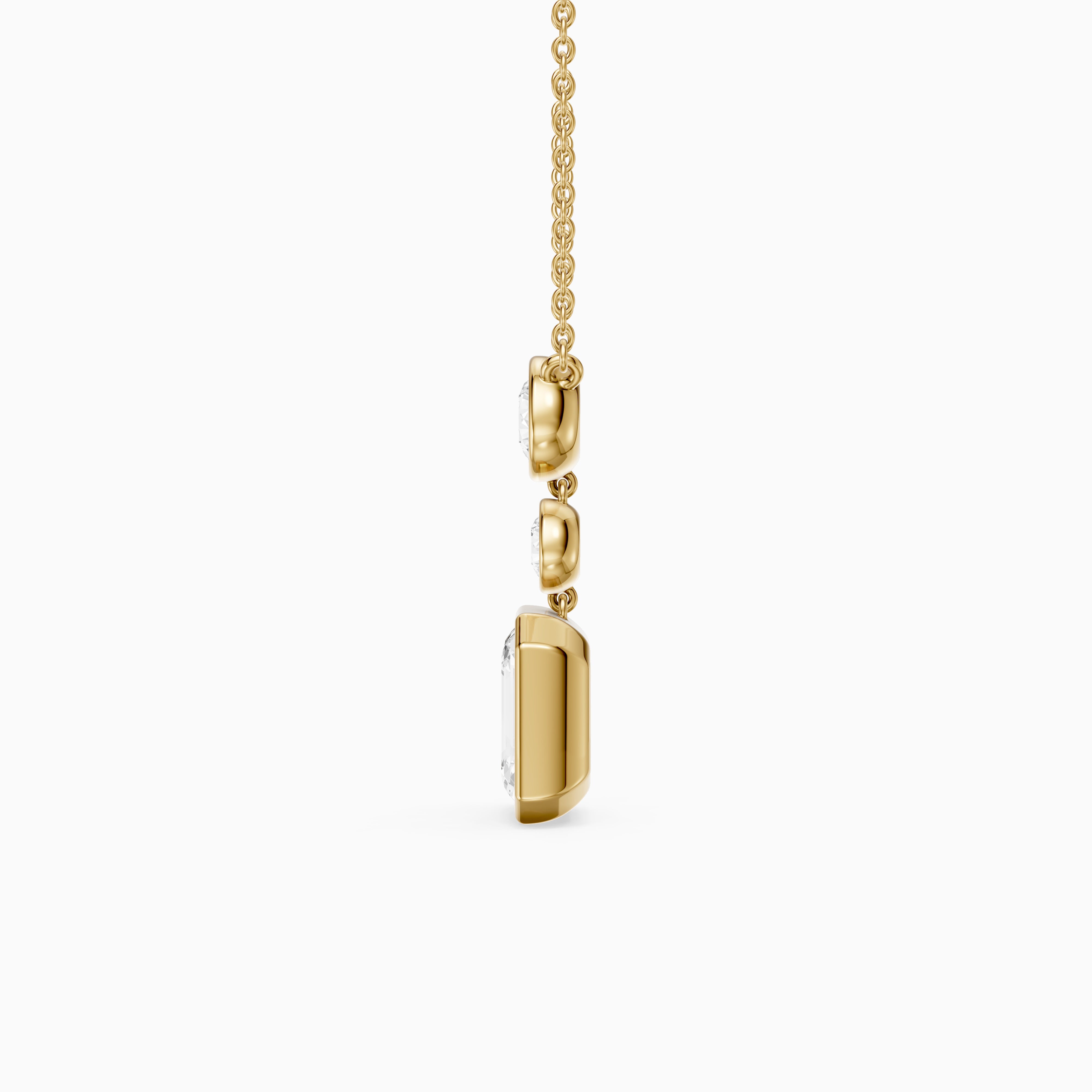 Adelina Emerald Cut Lab Grown Diamond Drop Bezel Pendant