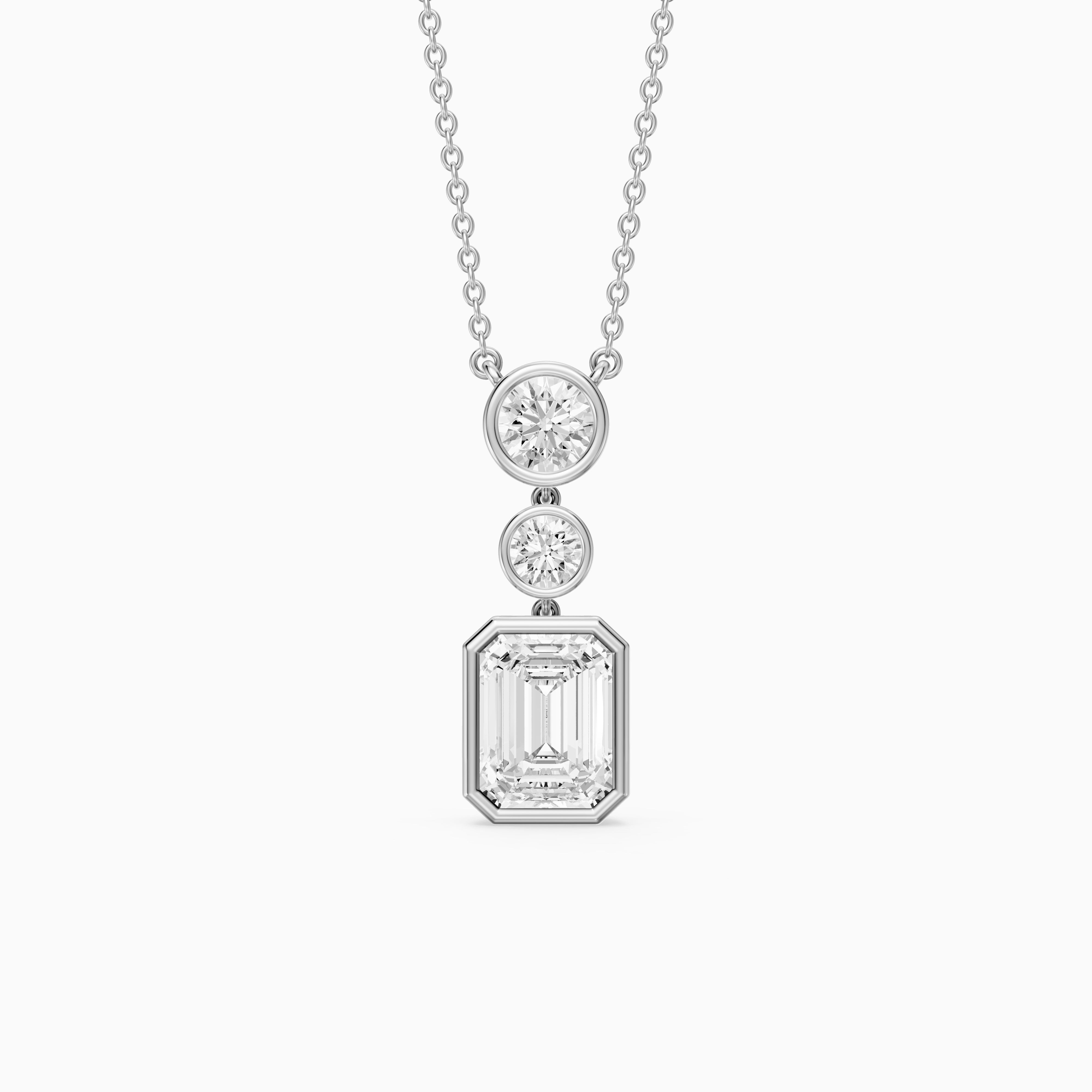Adelina Emerald Cut Lab Grown Diamond Drop Bezel Pendant
