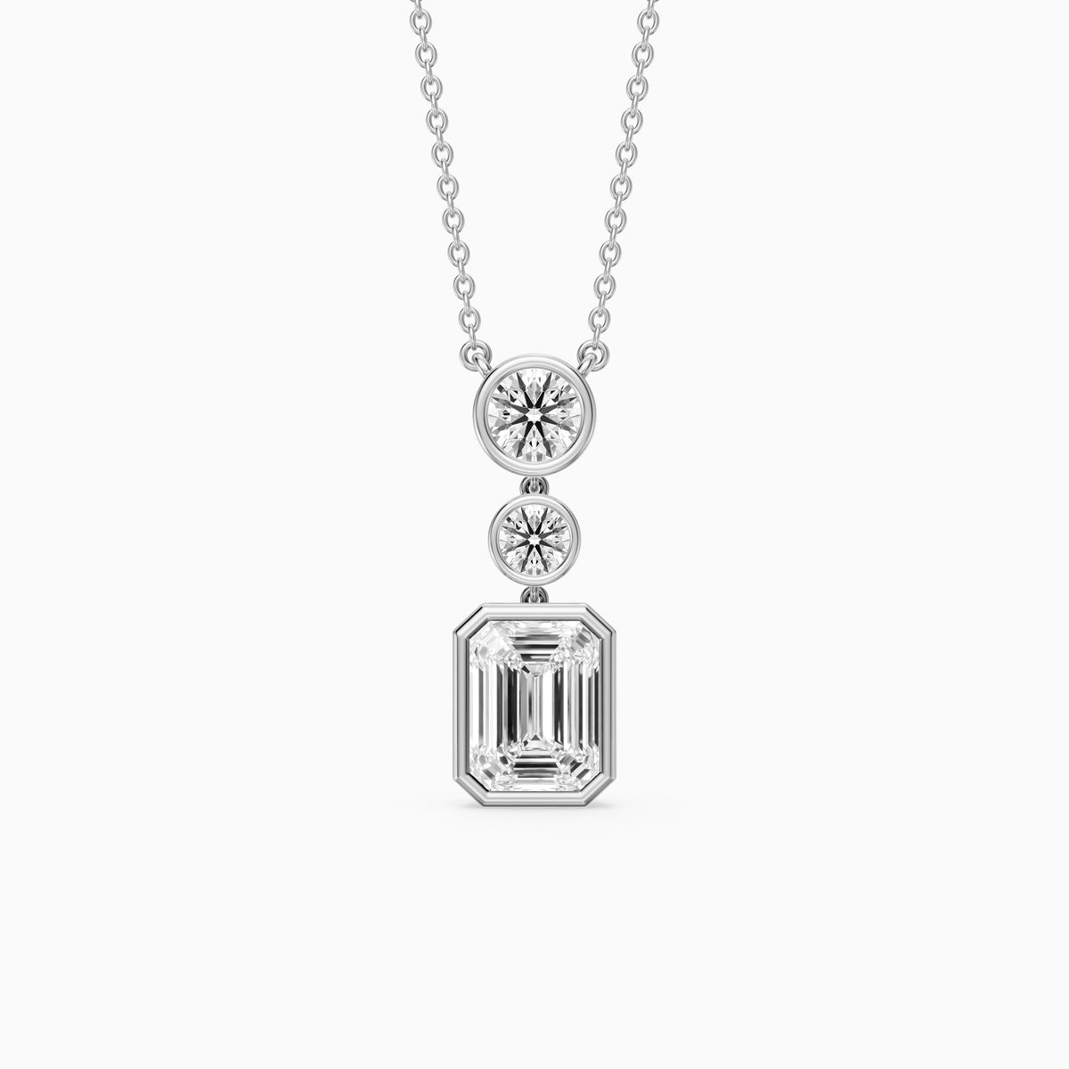 Adelina Emerald Cut Lab Grown Diamond Drop Bezel Pendant