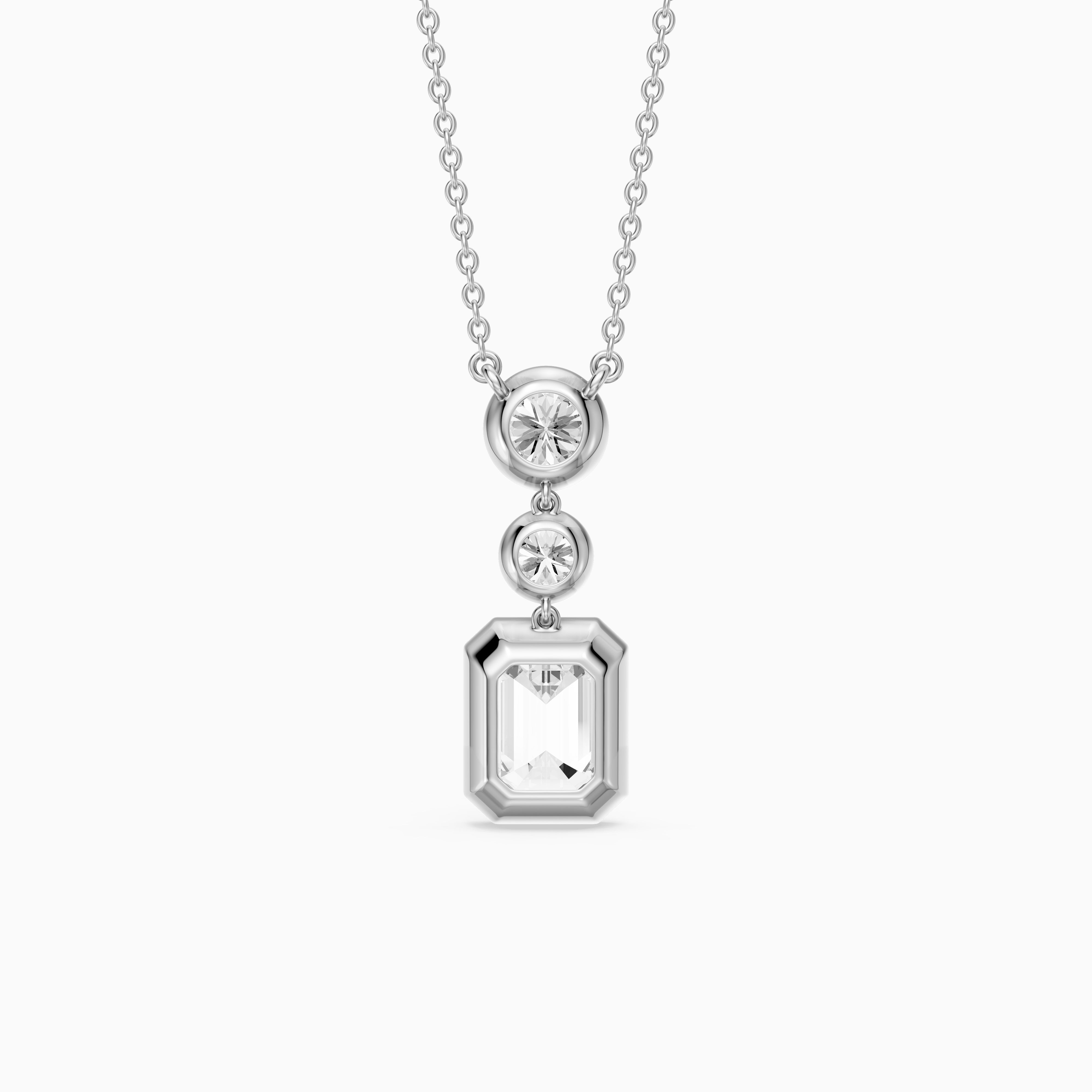 Adelina Emerald Cut Lab Grown Diamond Drop Bezel Pendant