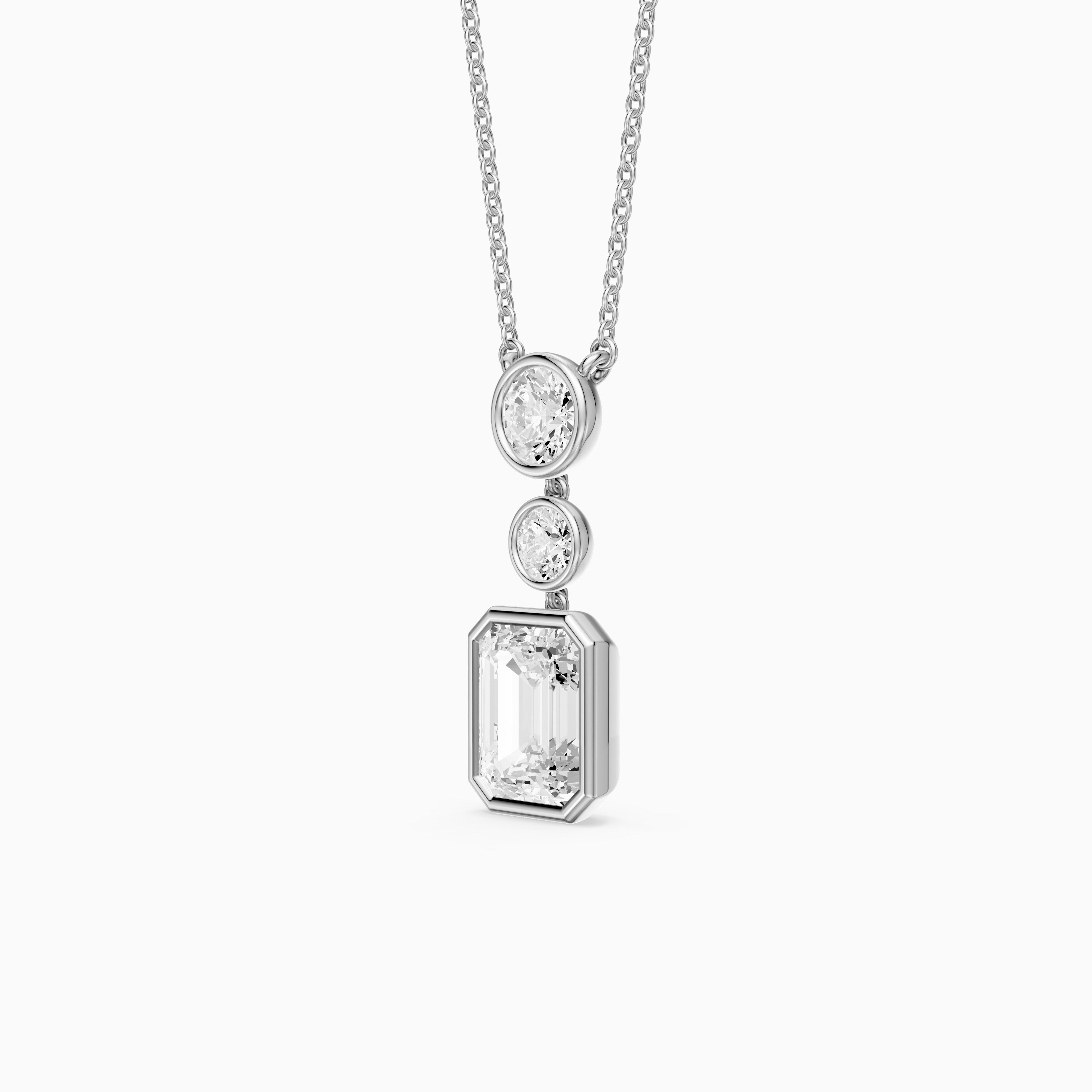 Adelina Emerald Cut Lab Grown Diamond Drop Bezel Pendant