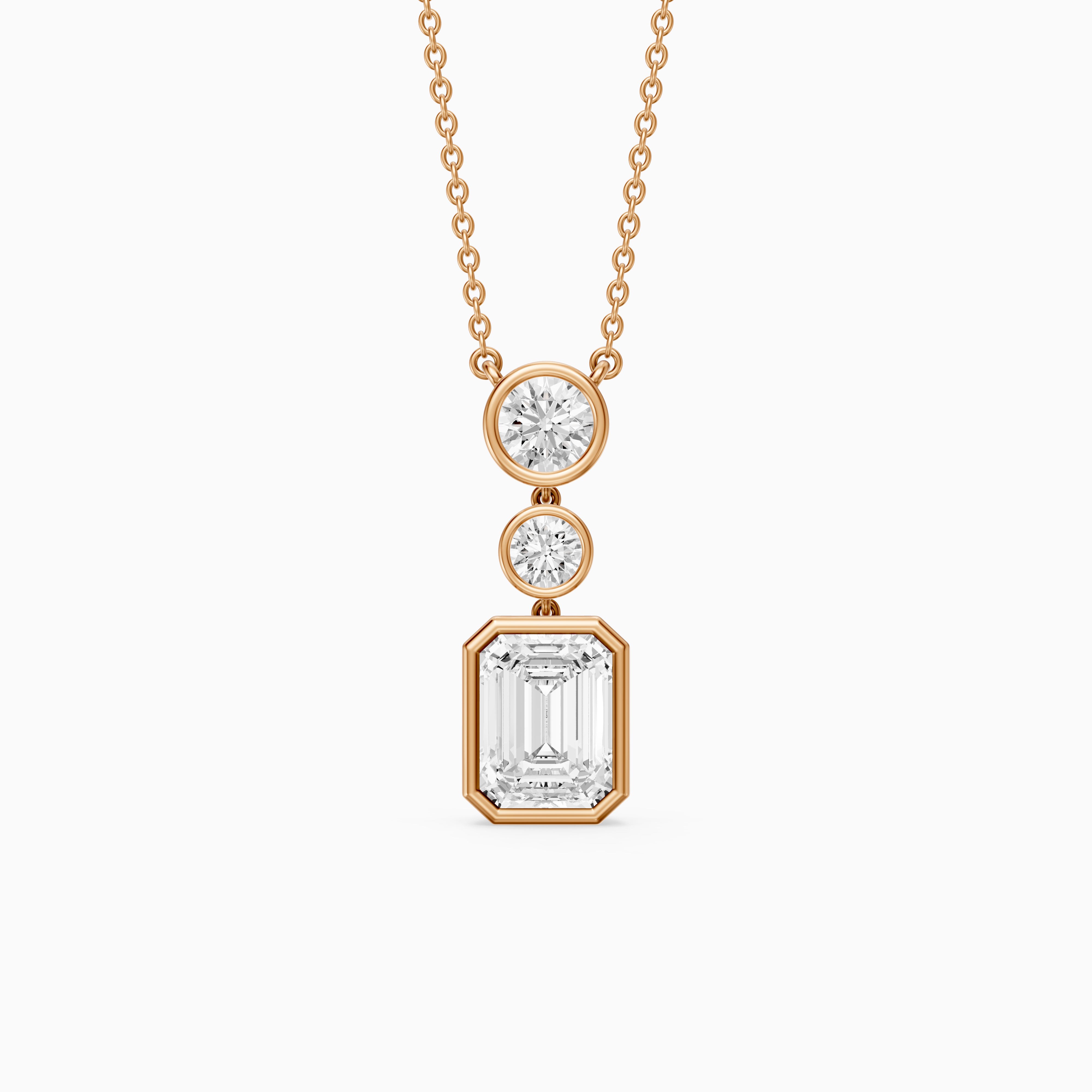 Adelina Emerald Cut Lab Grown Diamond Drop Bezel Pendant