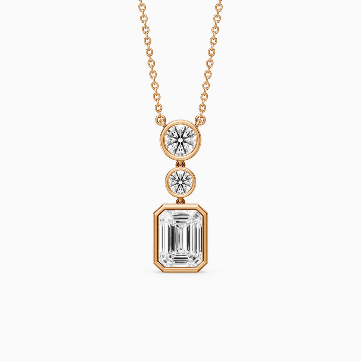 Adelina Emerald Cut Lab Grown Diamond Drop Bezel Pendant