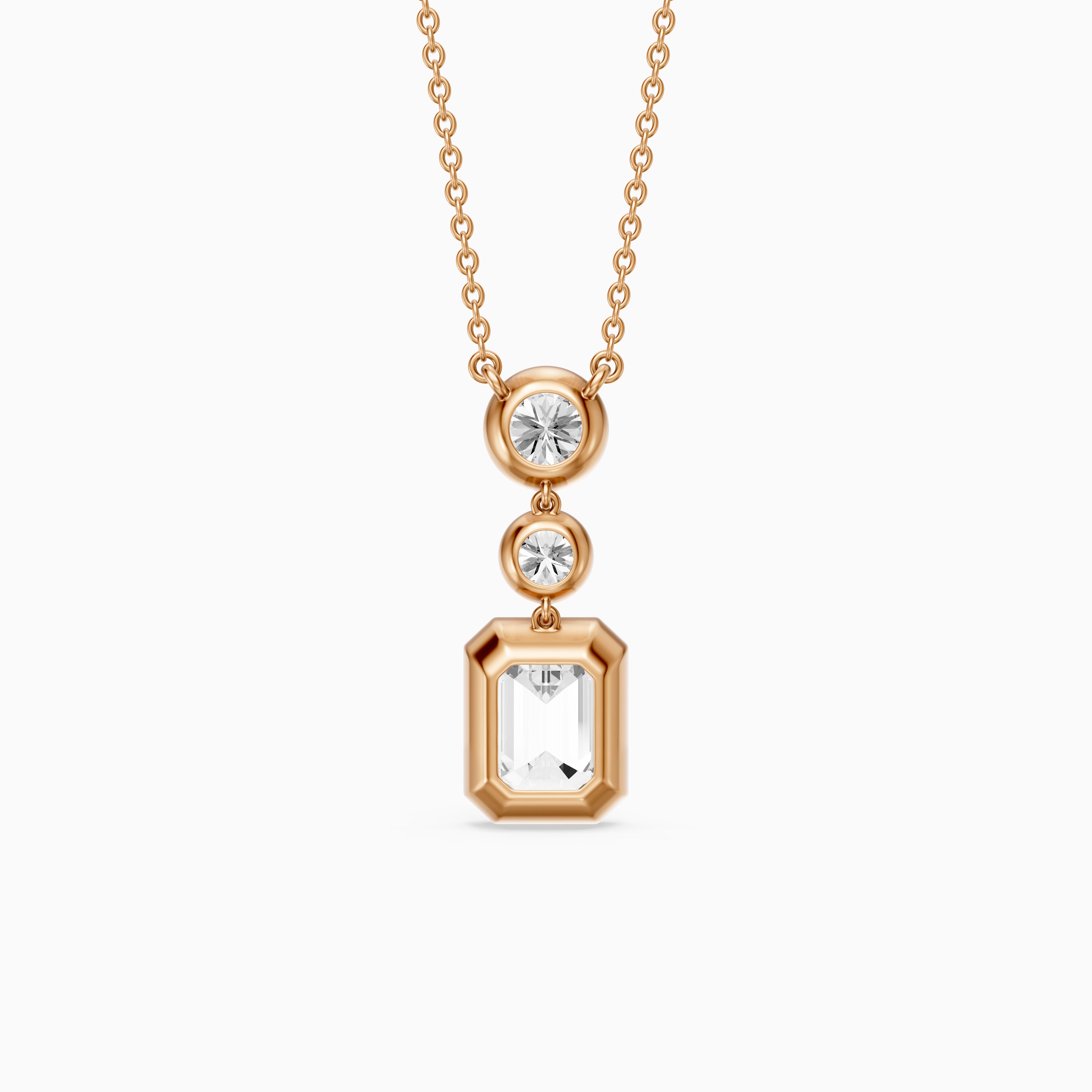 Adelina Emerald Cut Lab Grown Diamond Drop Bezel Pendant