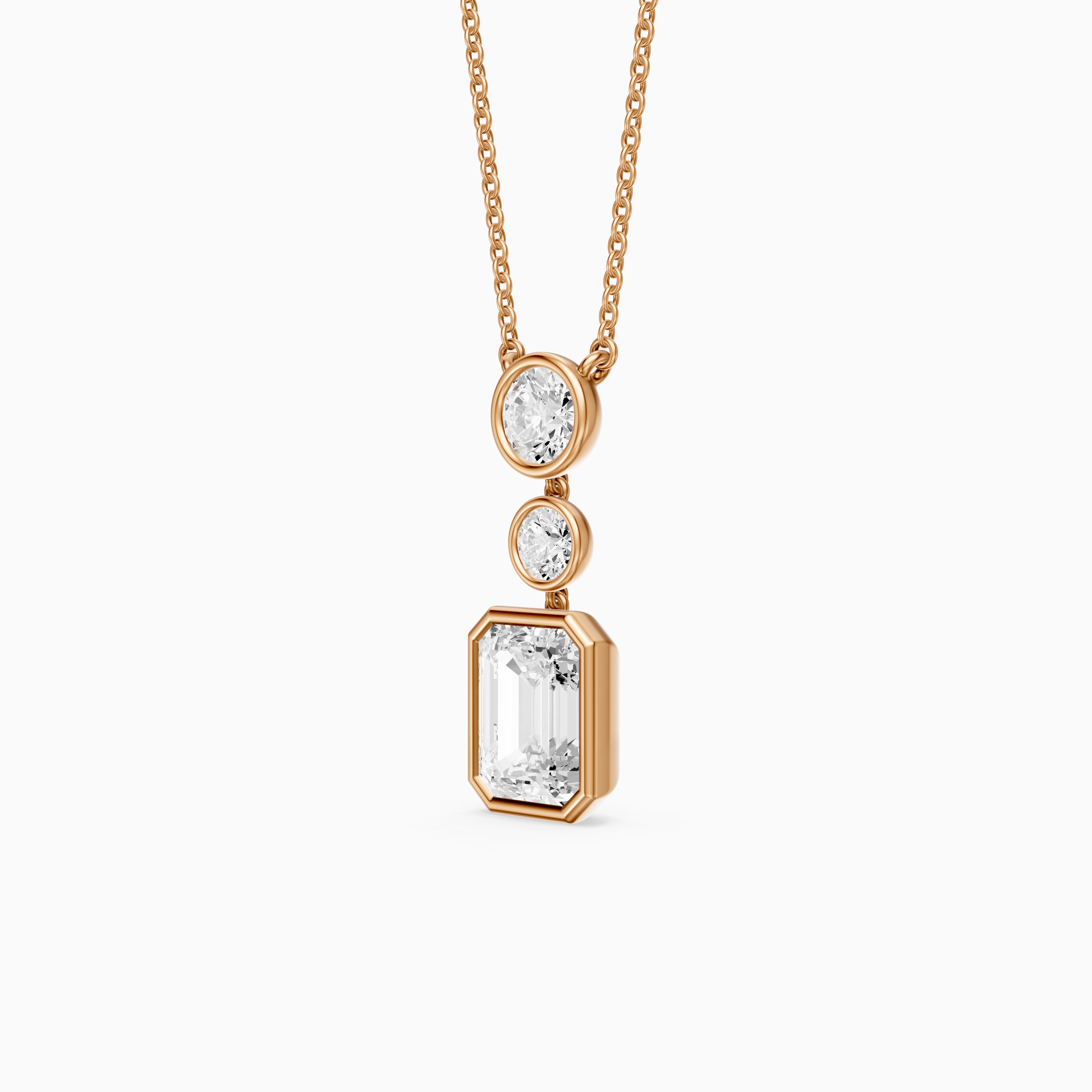 Adelina Emerald Cut Lab Grown Diamond Drop Bezel Pendant