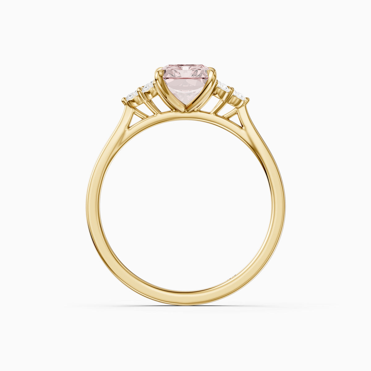 Nell Radiant Cut Side Stone Cluster Pink Lab Grown Diamond Ring