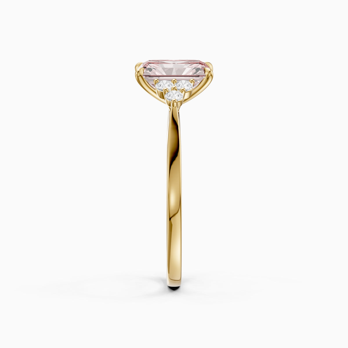 Nell Radiant Cut Side Stone Cluster Pink Lab Grown Diamond Ring