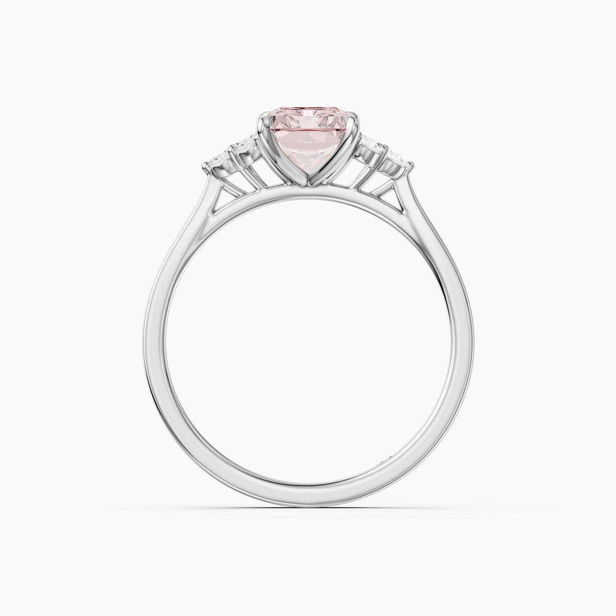 Nell Radiant Cut Side Stone Cluster Pink Lab Grown Diamond Ring