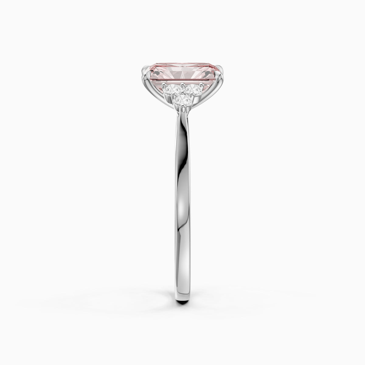 Nell Radiant Cut Side Stone Cluster Pink Lab Grown Diamond Ring