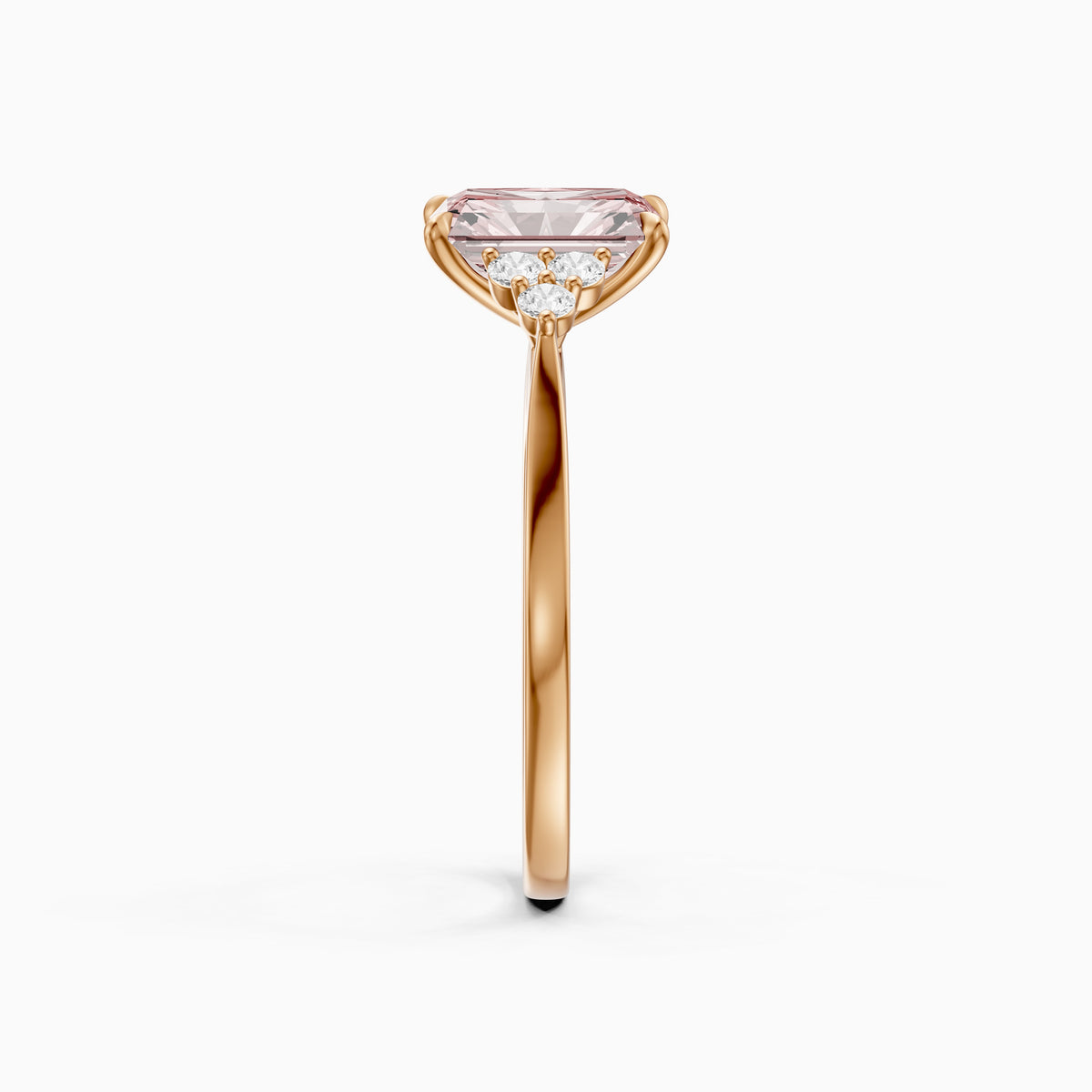 Nell Radiant Cut Side Stone Cluster Pink Lab Grown Diamond Ring