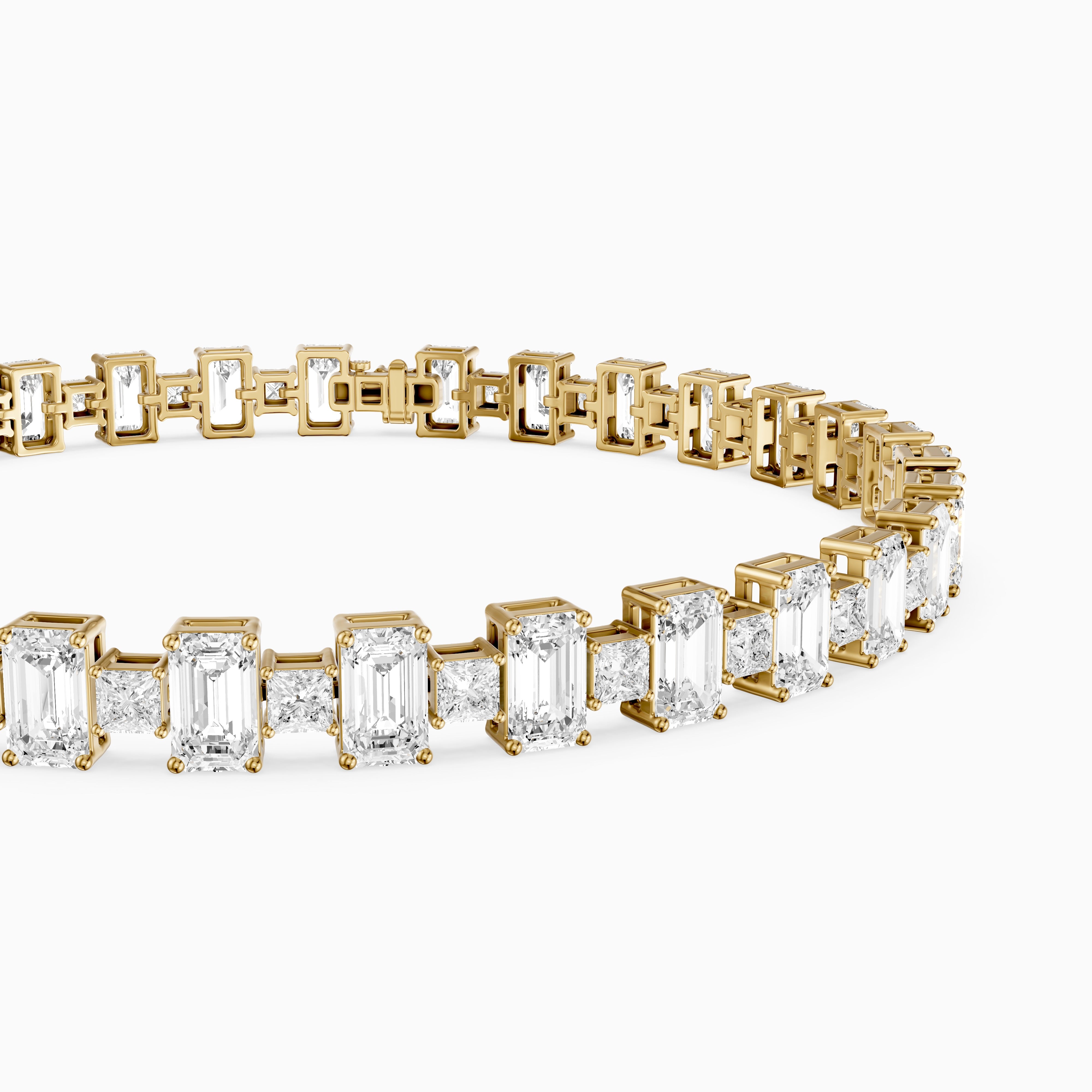 Corsima Emerald and Princess Cut Lab Grown Diamond Tennis Bracelet