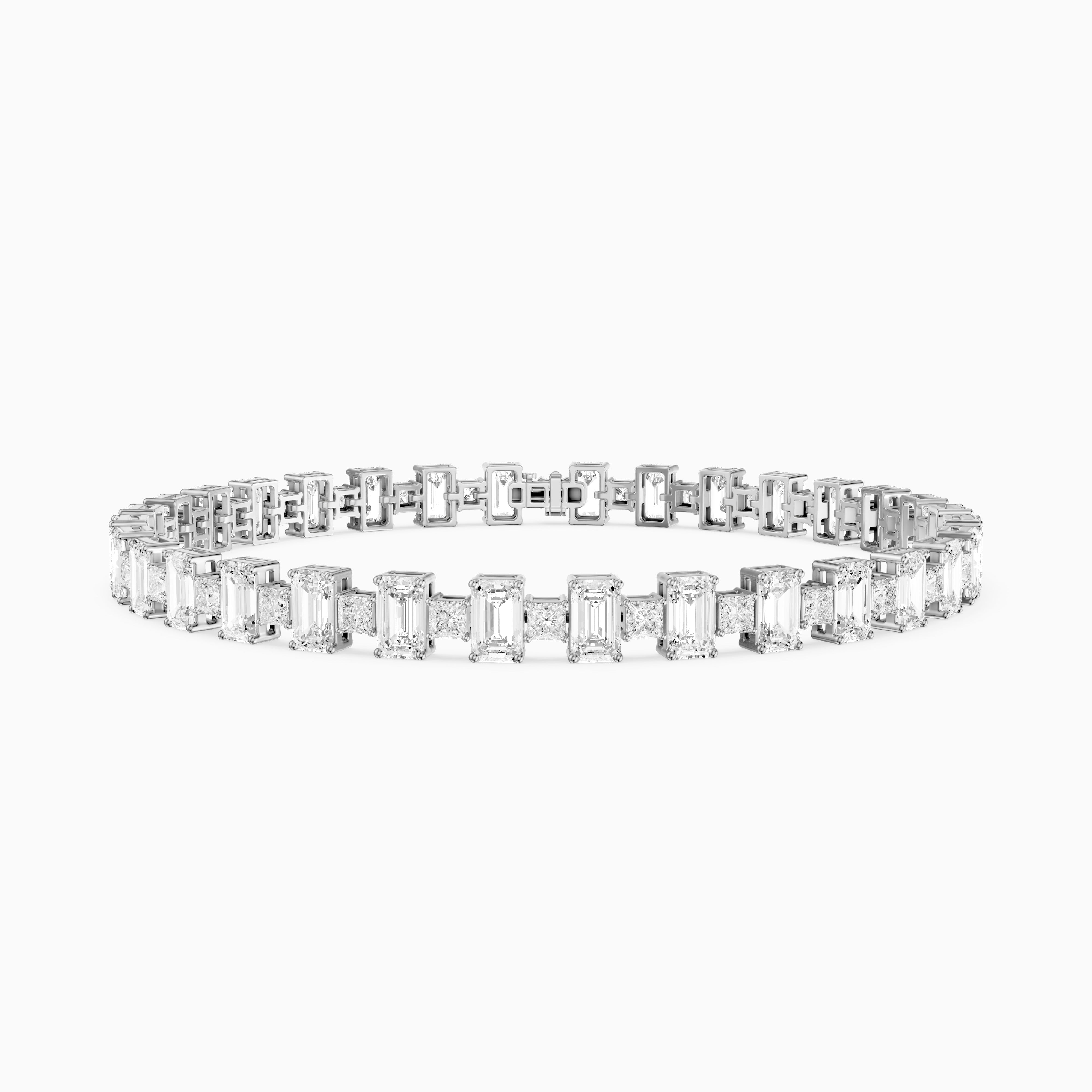 Corsima Emerald and Princess Cut Lab Grown Diamond Tennis Bracelet