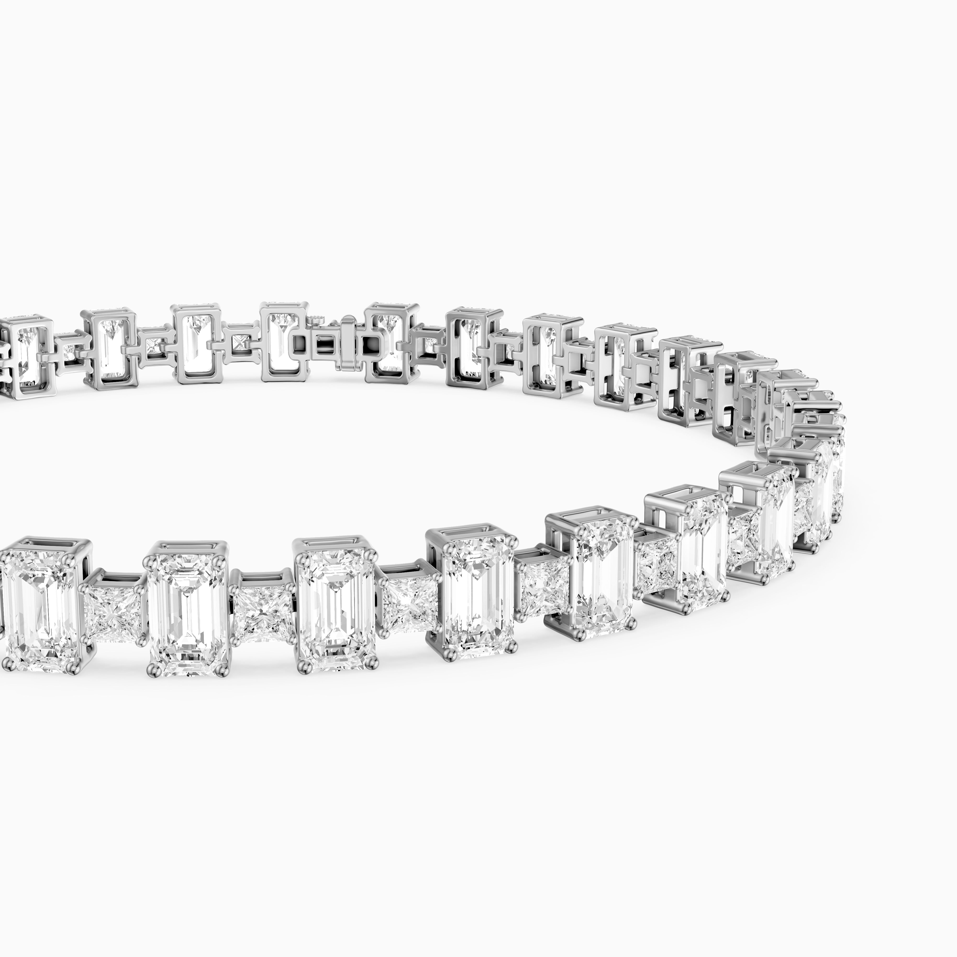 Corsima Emerald and Princess Cut Lab Grown Diamond Tennis Bracelet