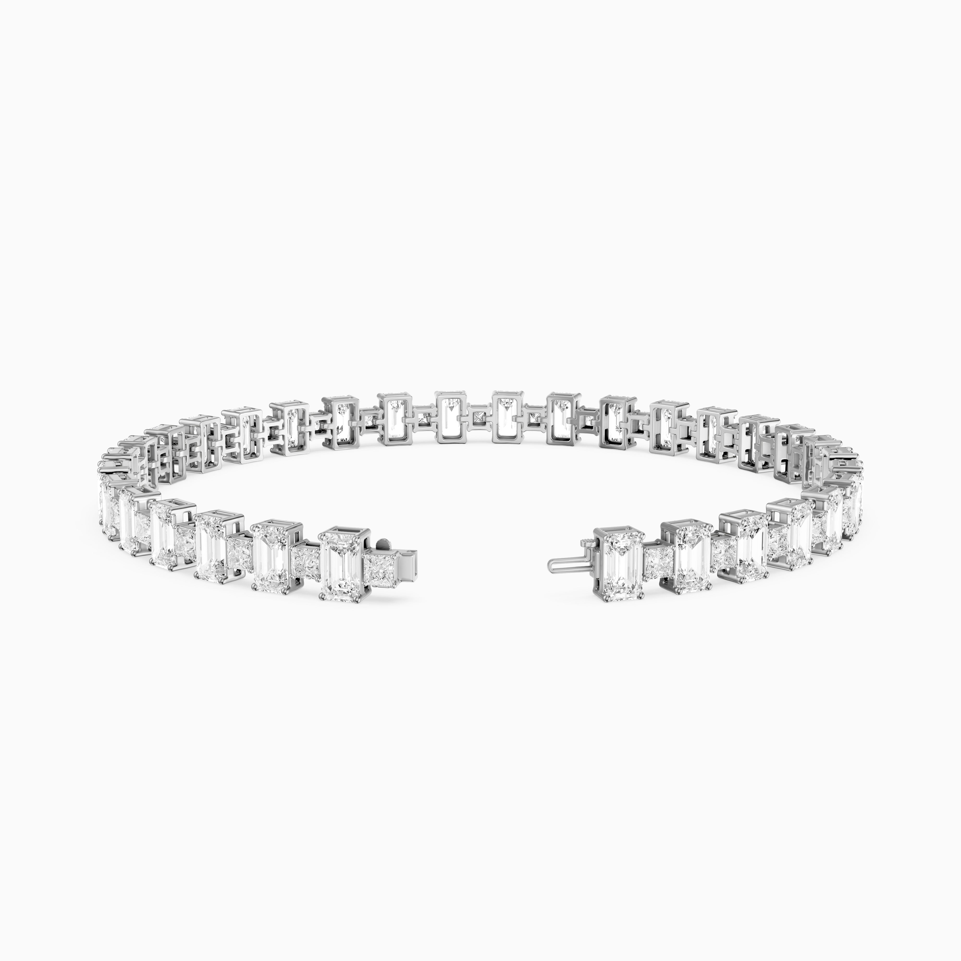 Corsima Emerald and Princess Cut Lab Grown Diamond Tennis Bracelet