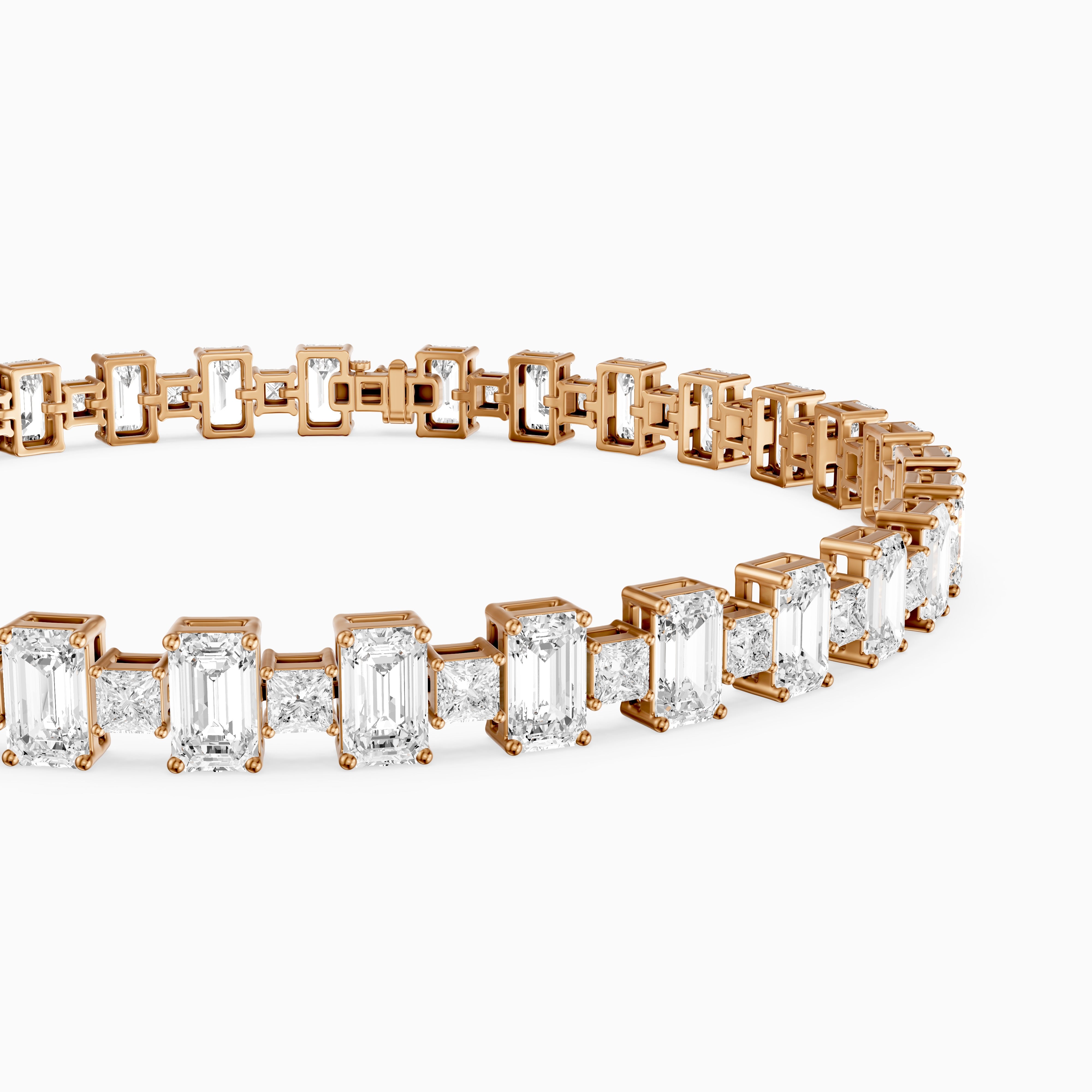 Corsima Emerald and Princess Cut Lab Grown Diamond Tennis Bracelet
