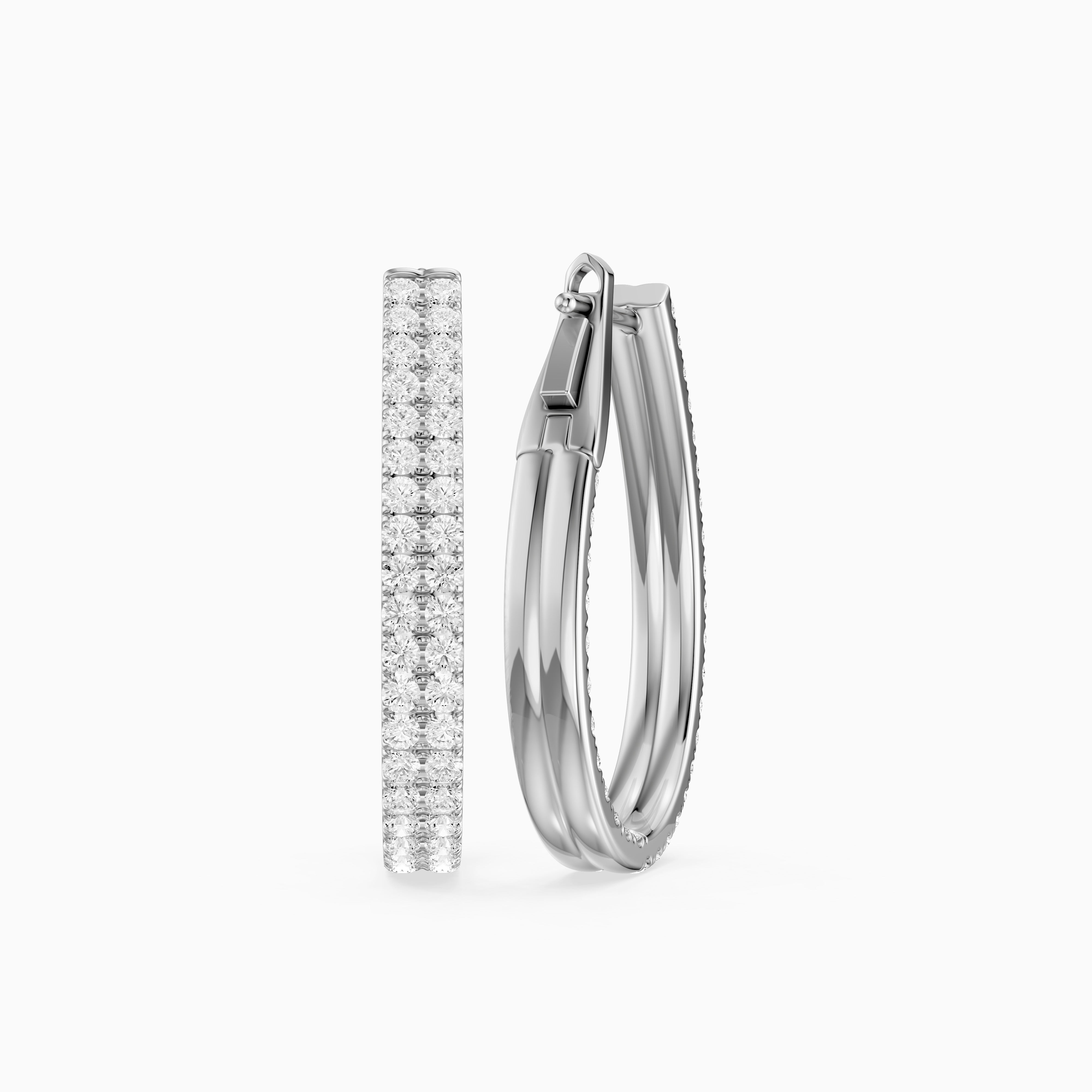 Lilou Round Lab Grown Diamond Double Row Pavé Hoop Earrings