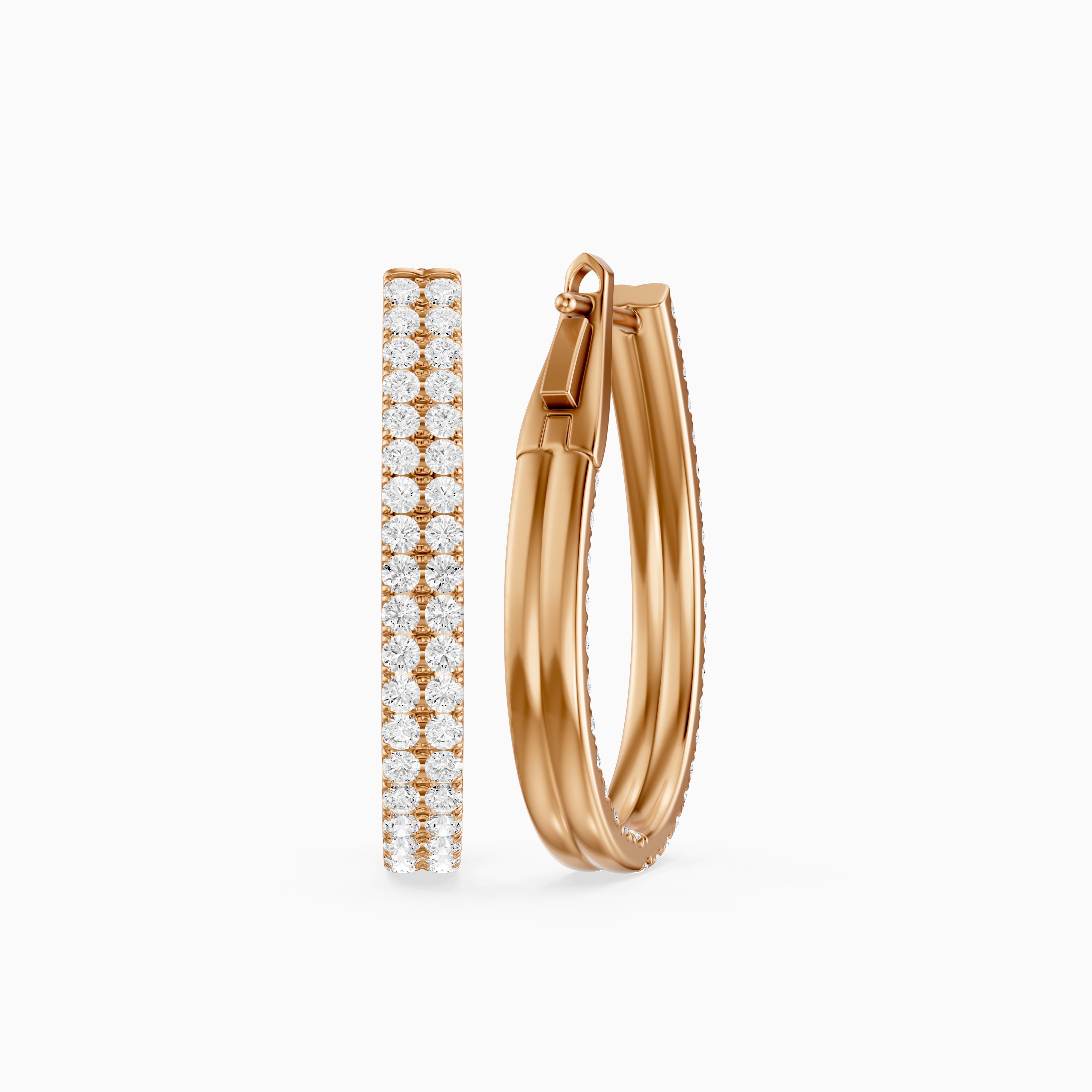 Lilou Round Lab Grown Diamond Double Row Pavé Hoop Earrings