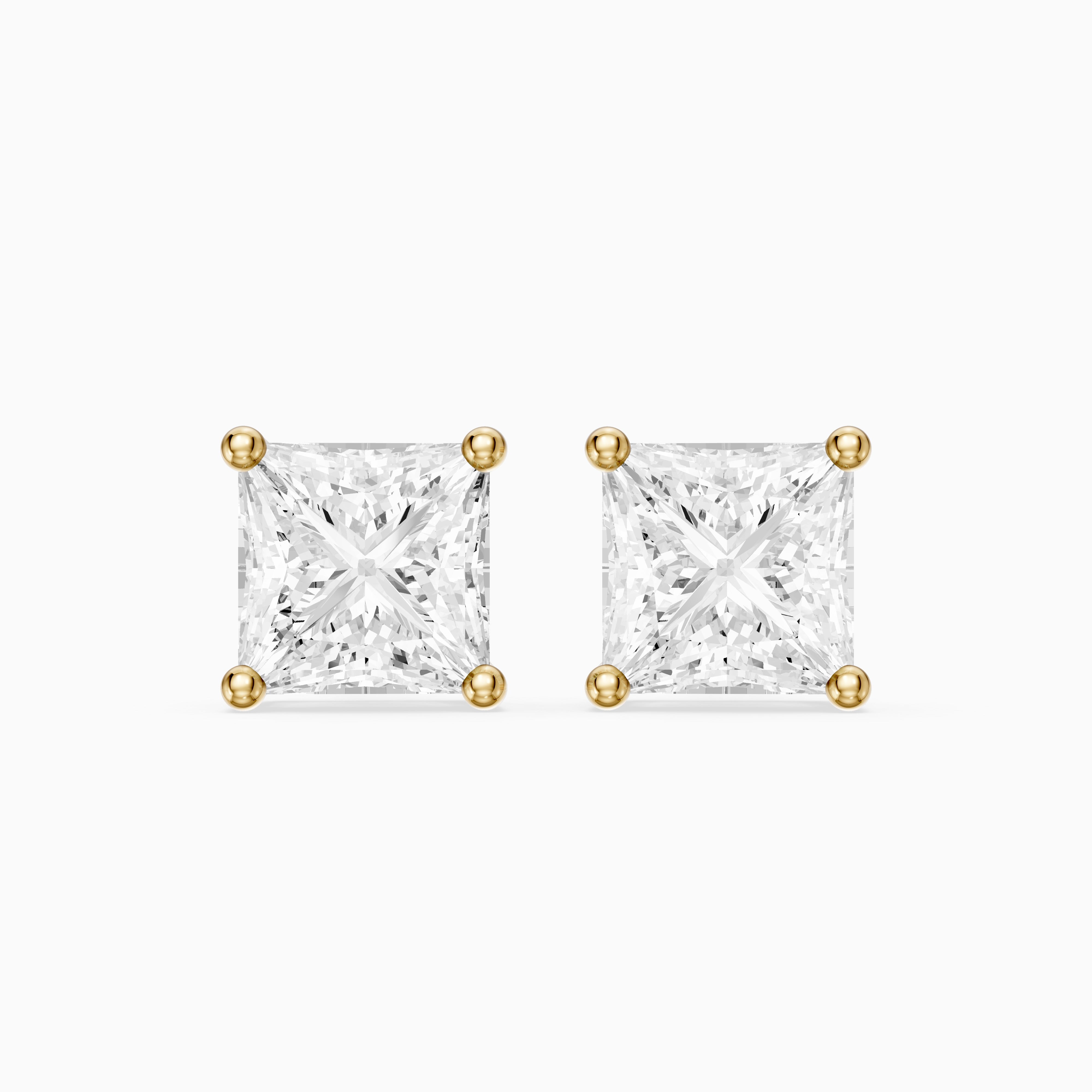 Leonora Princess Cut Lab Grown Diamond Solitaire Stud Earrings