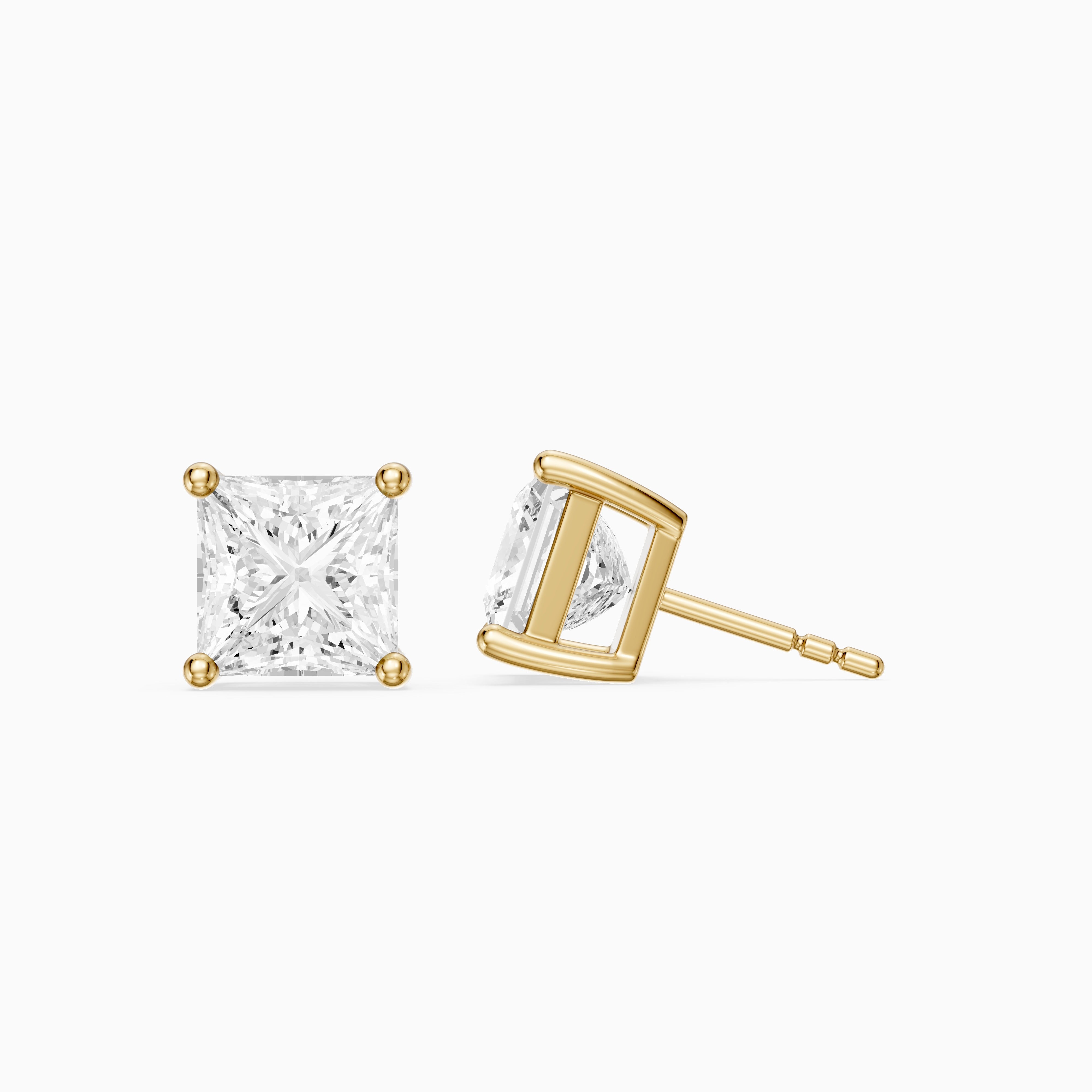 Leonora Princess Cut Lab Grown Diamond Solitaire Stud Earrings