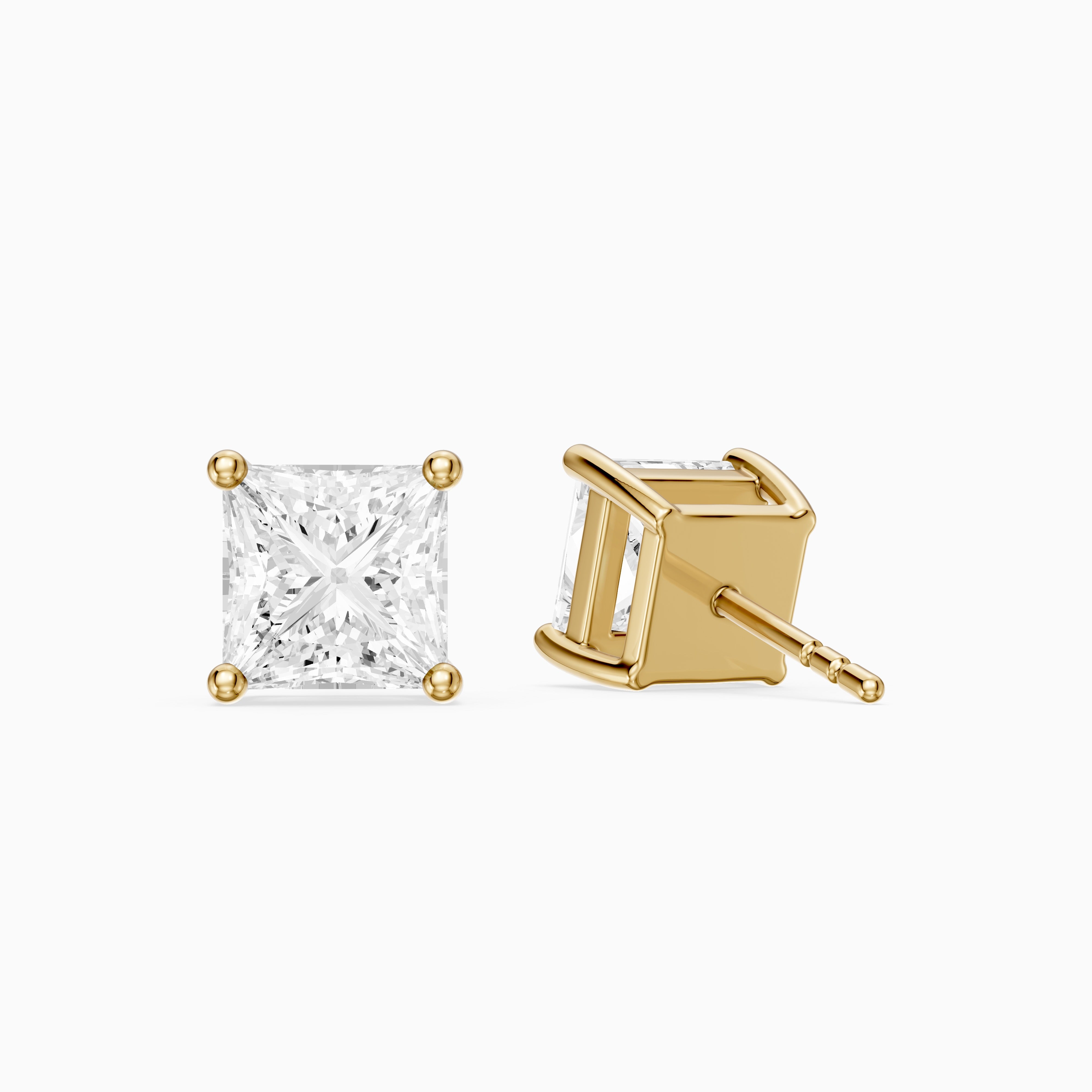 Leonora Princess Cut Lab Grown Diamond Solitaire Stud Earrings