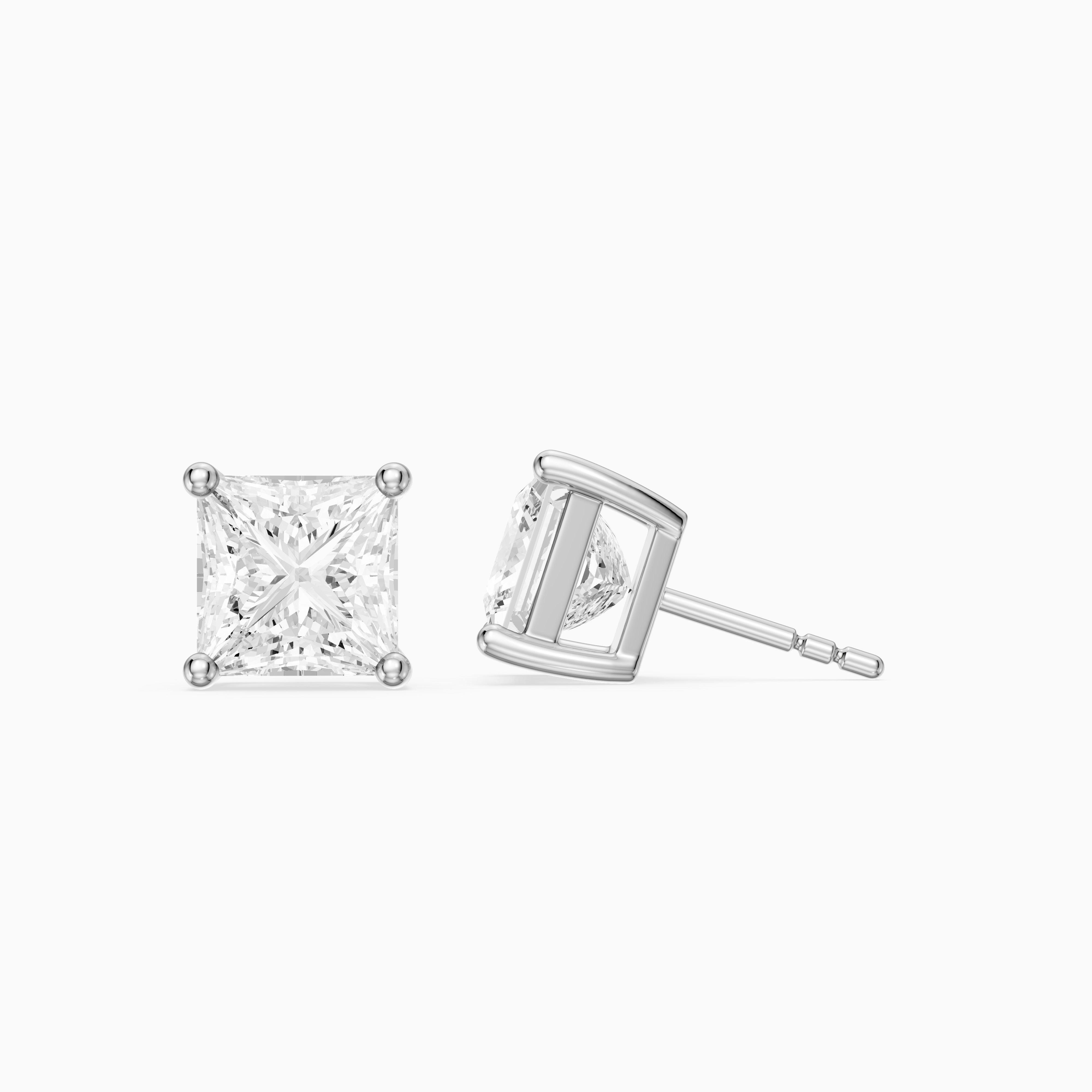 Leonora Princess Cut Lab Grown Diamond Solitaire Stud Earrings