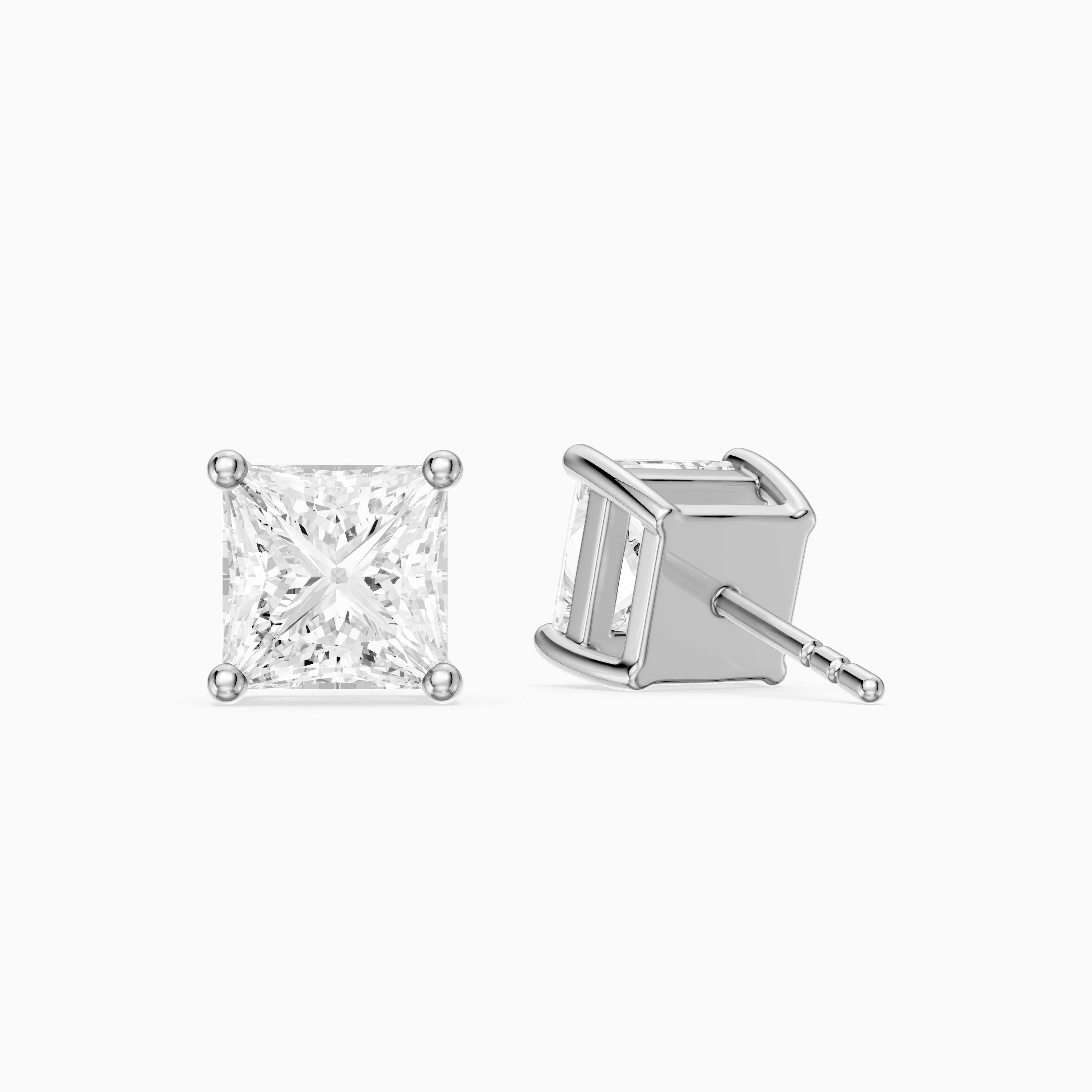 Leonora Princess Cut Lab Grown Diamond Solitaire Stud Earrings