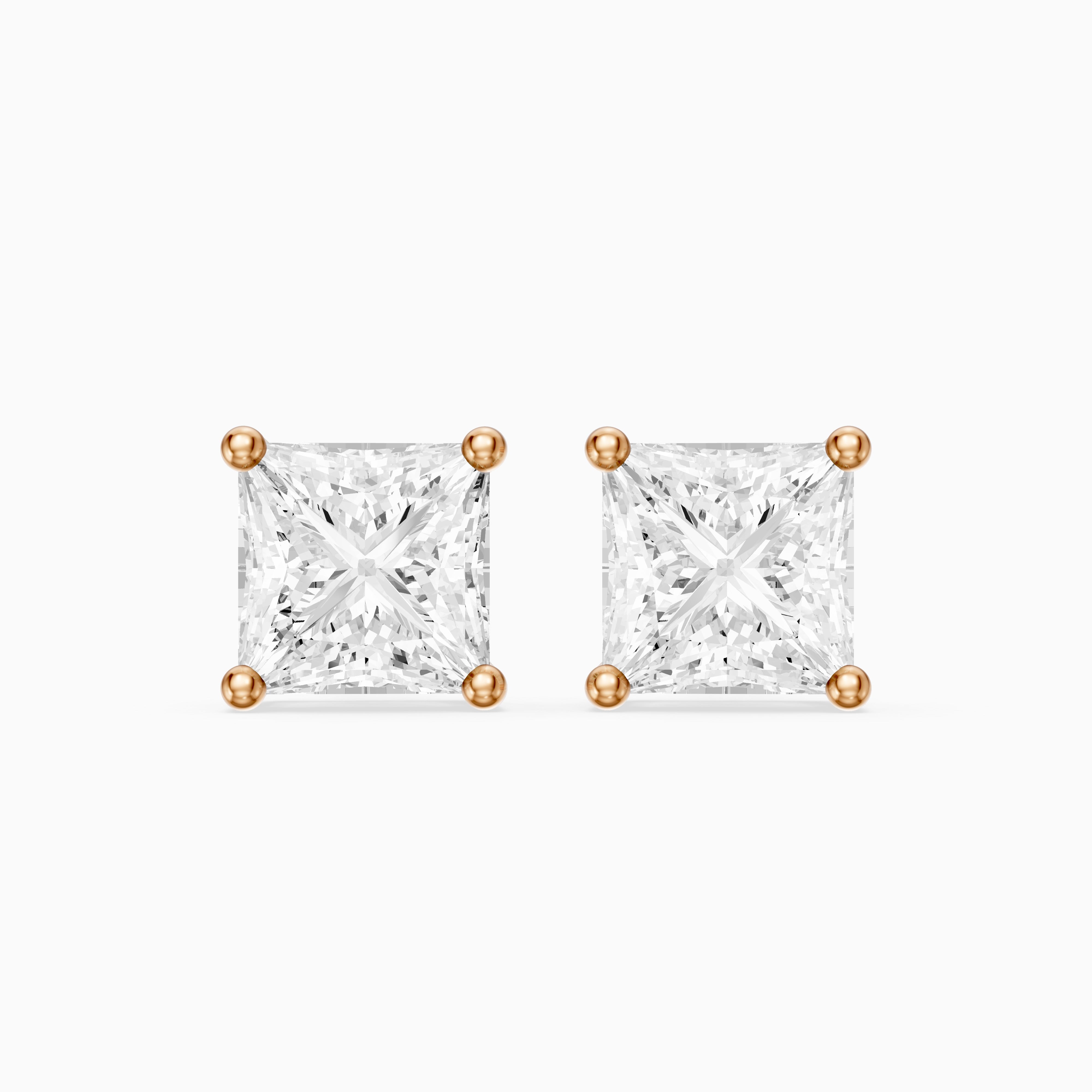 Leonora Princess Cut Lab Grown Diamond Solitaire Stud Earrings