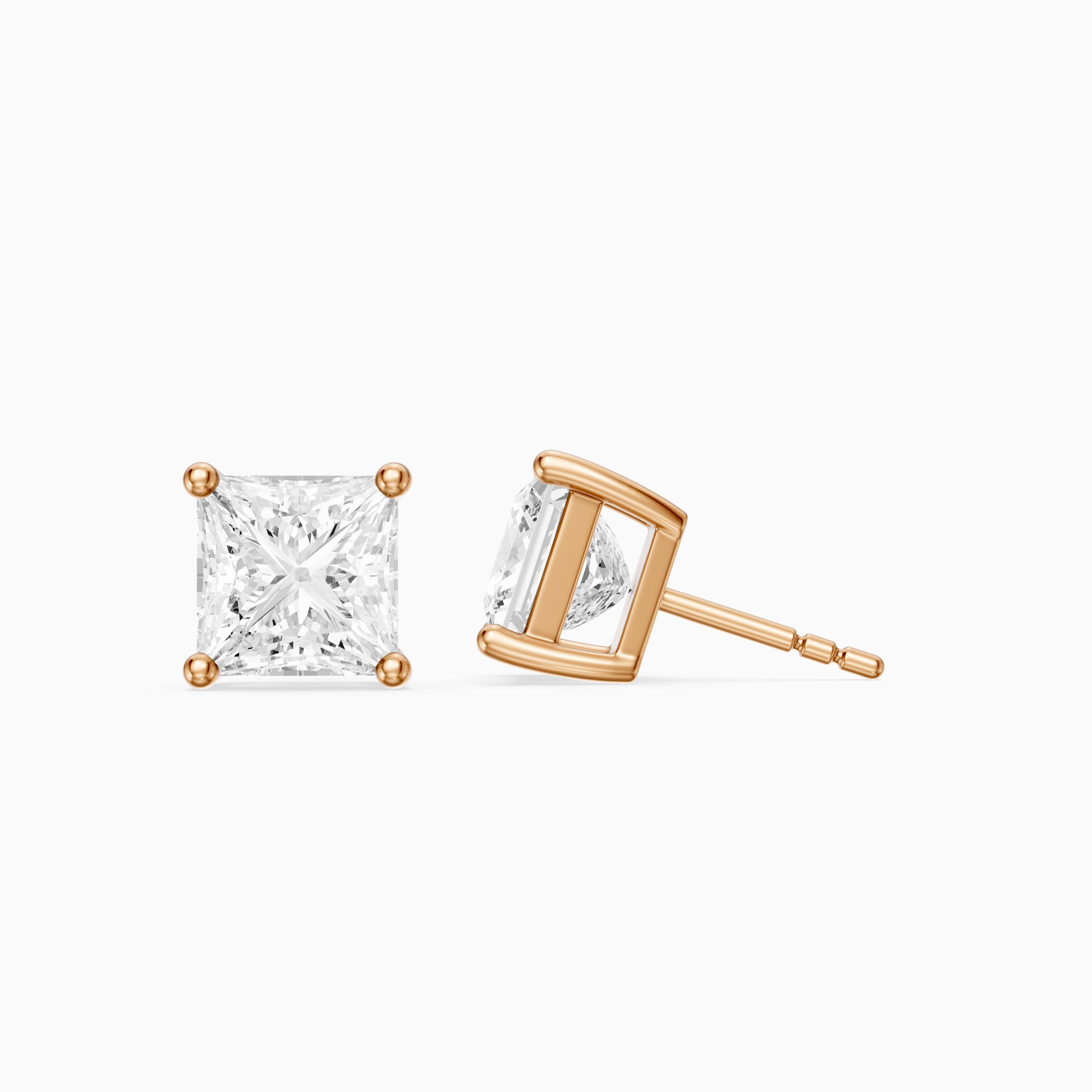 Leonora Princess Cut Lab Grown Diamond Solitaire Stud Earrings