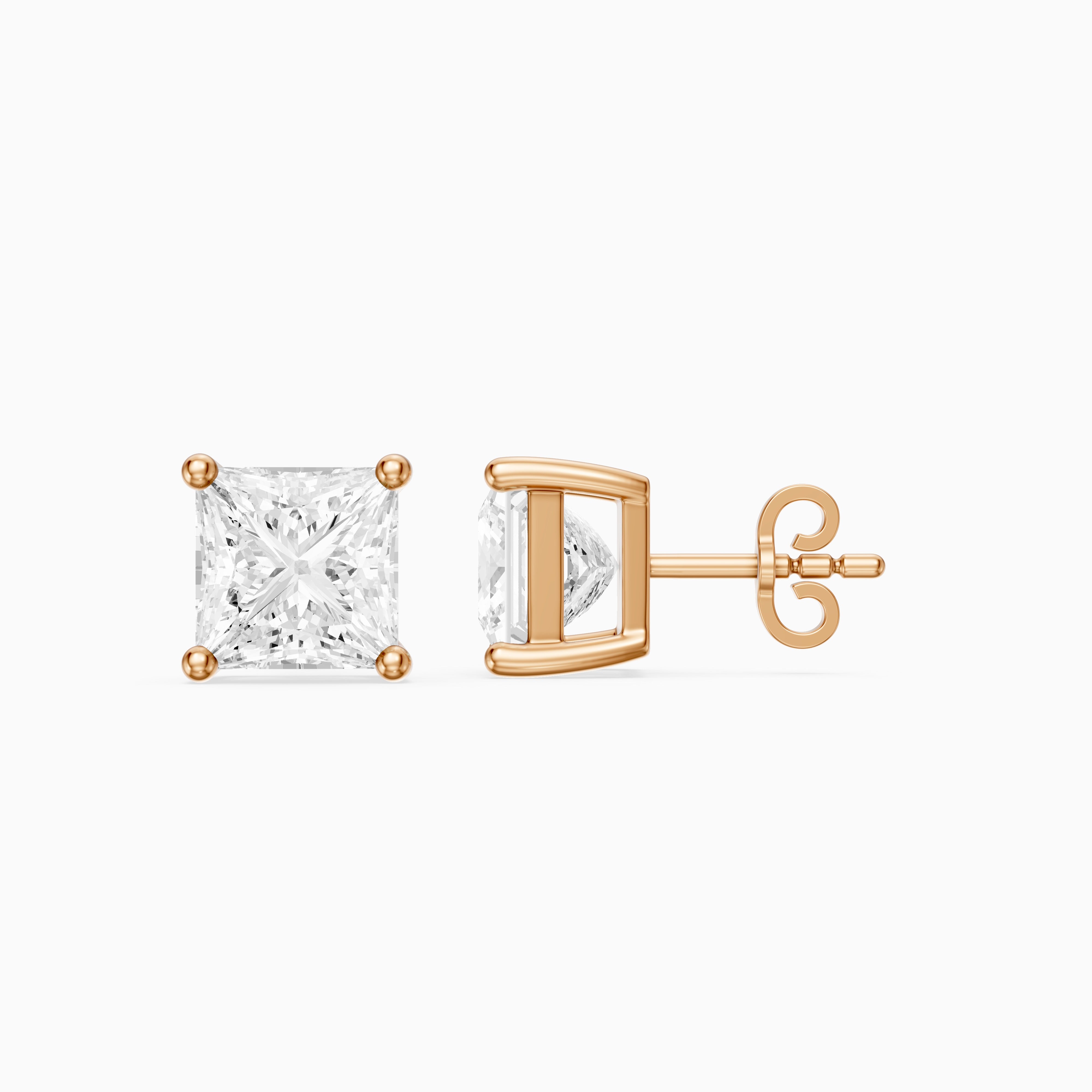 Leonora Princess Cut Lab Grown Diamond Solitaire Stud Earrings