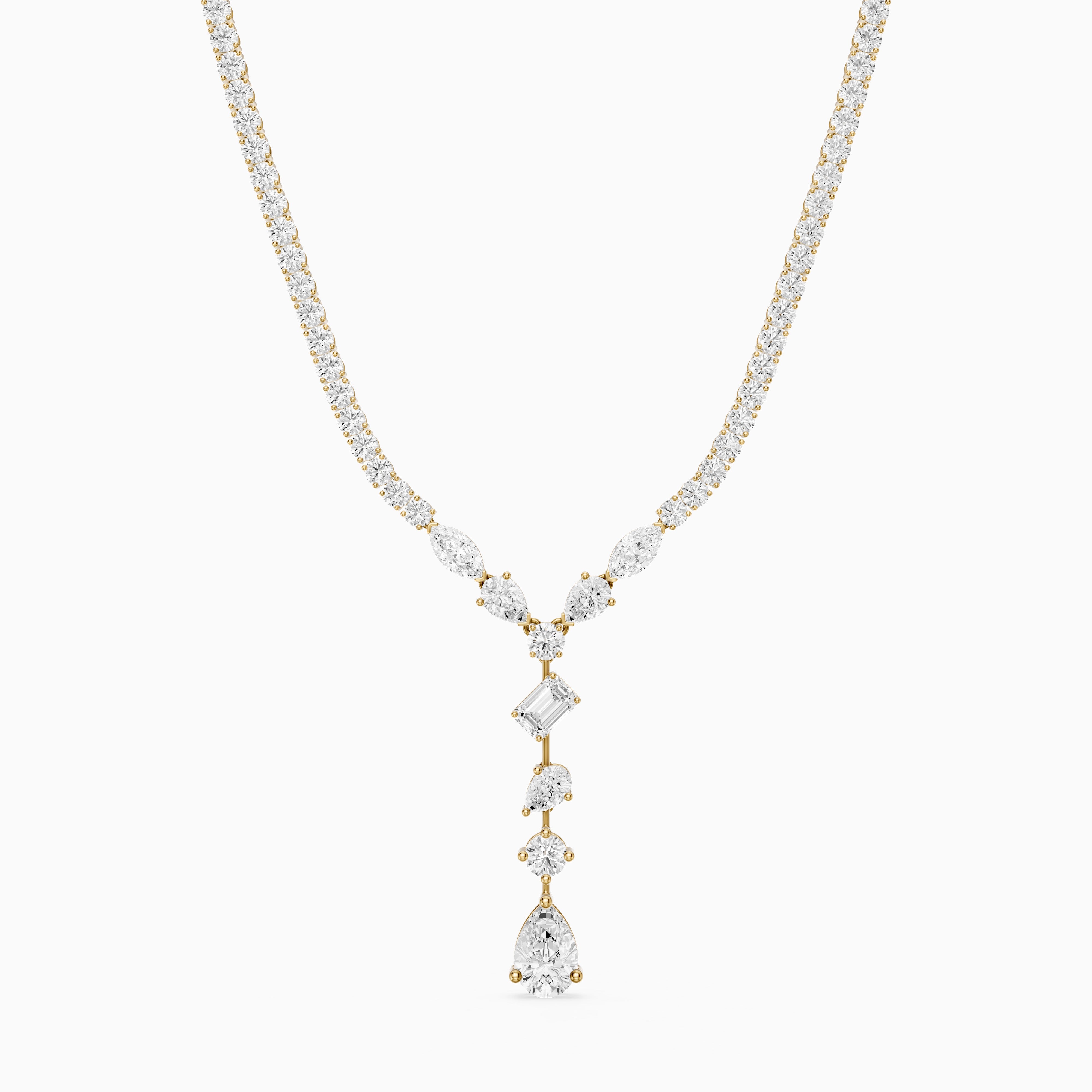 Yaretzi Pear and Emerald Cut Lab-Diamond Lariat Necklace