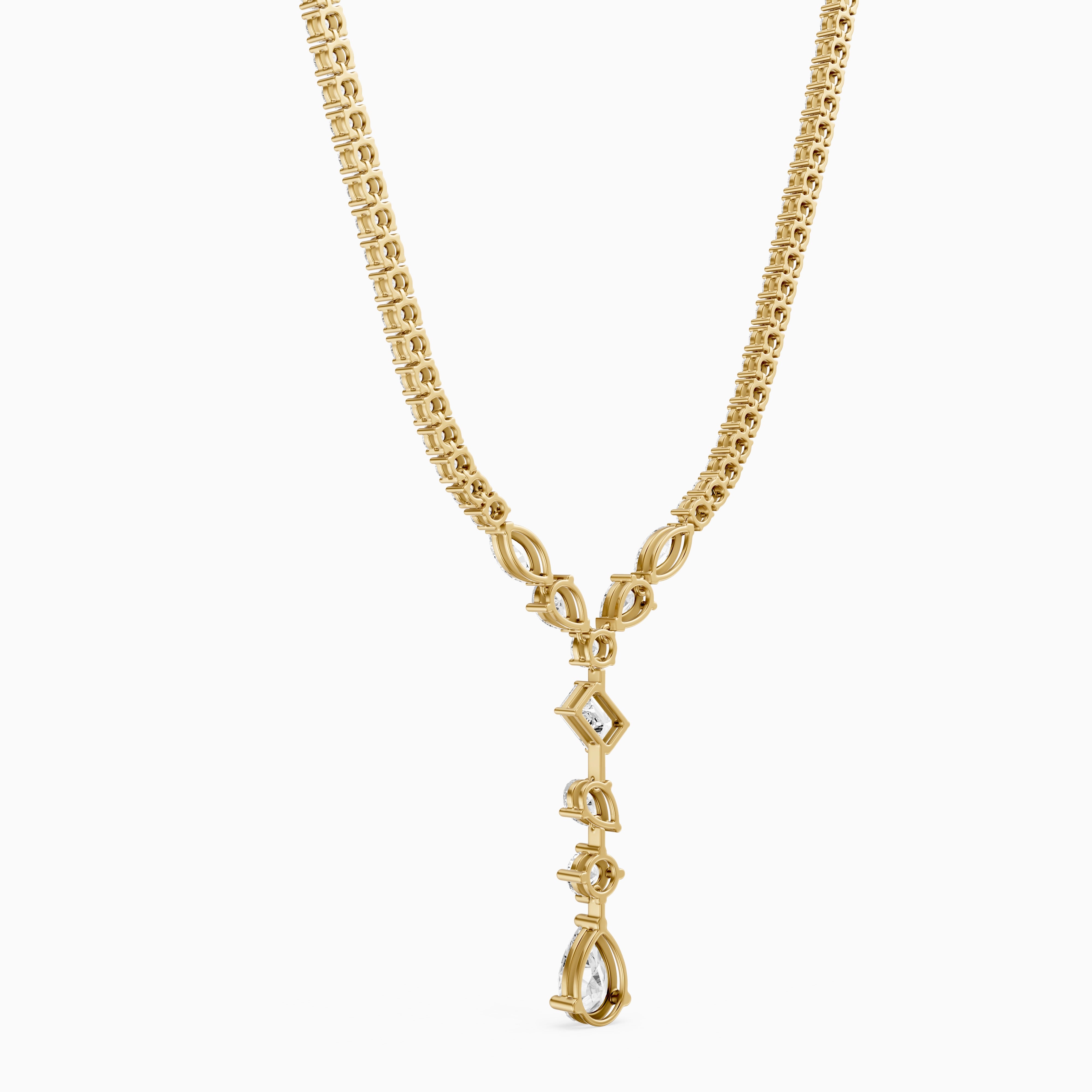 Yaretzi Pear and Emerald Cut Lab-Diamond Lariat Necklace