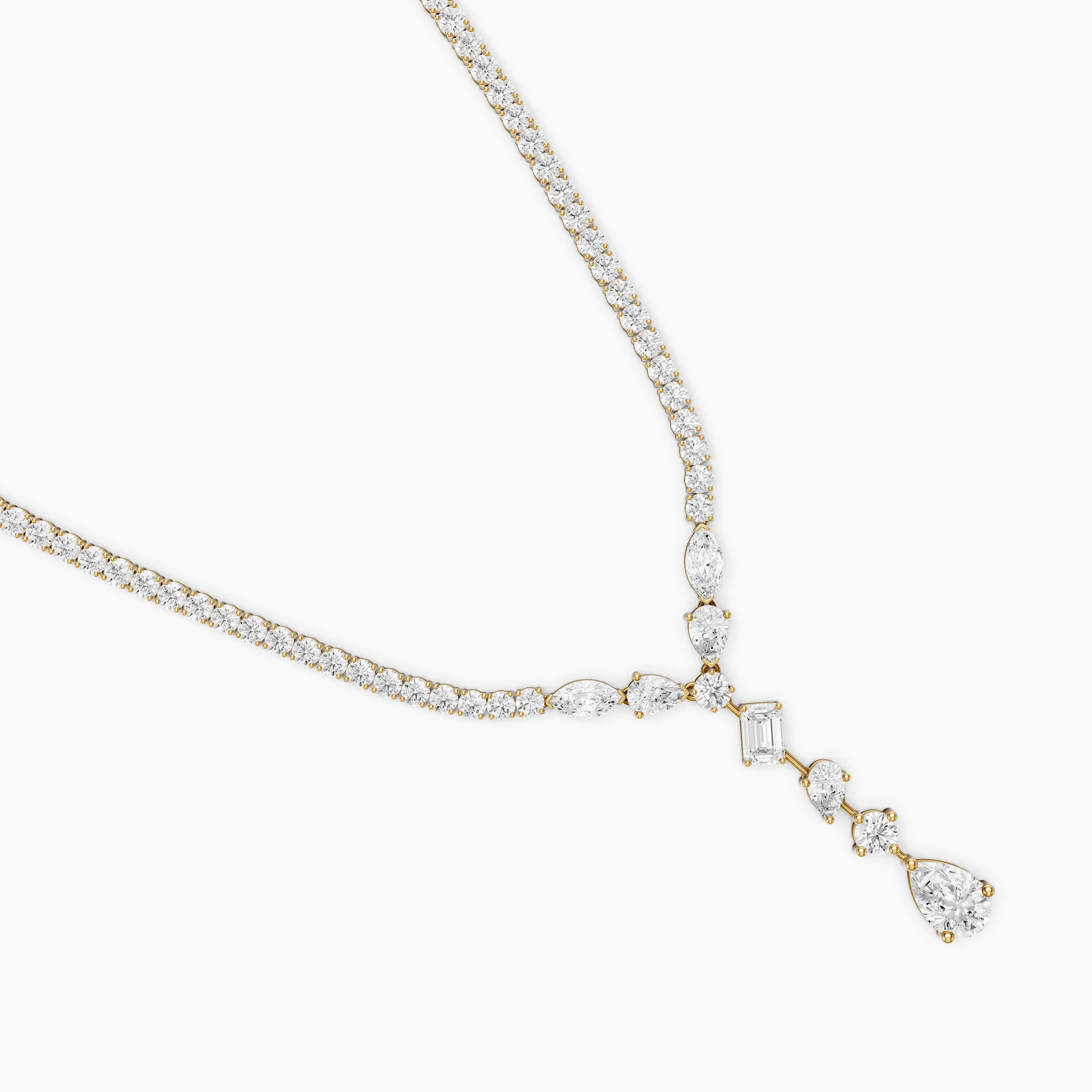 Yaretzi Pear and Emerald Cut Lab-Diamond Lariat Necklace