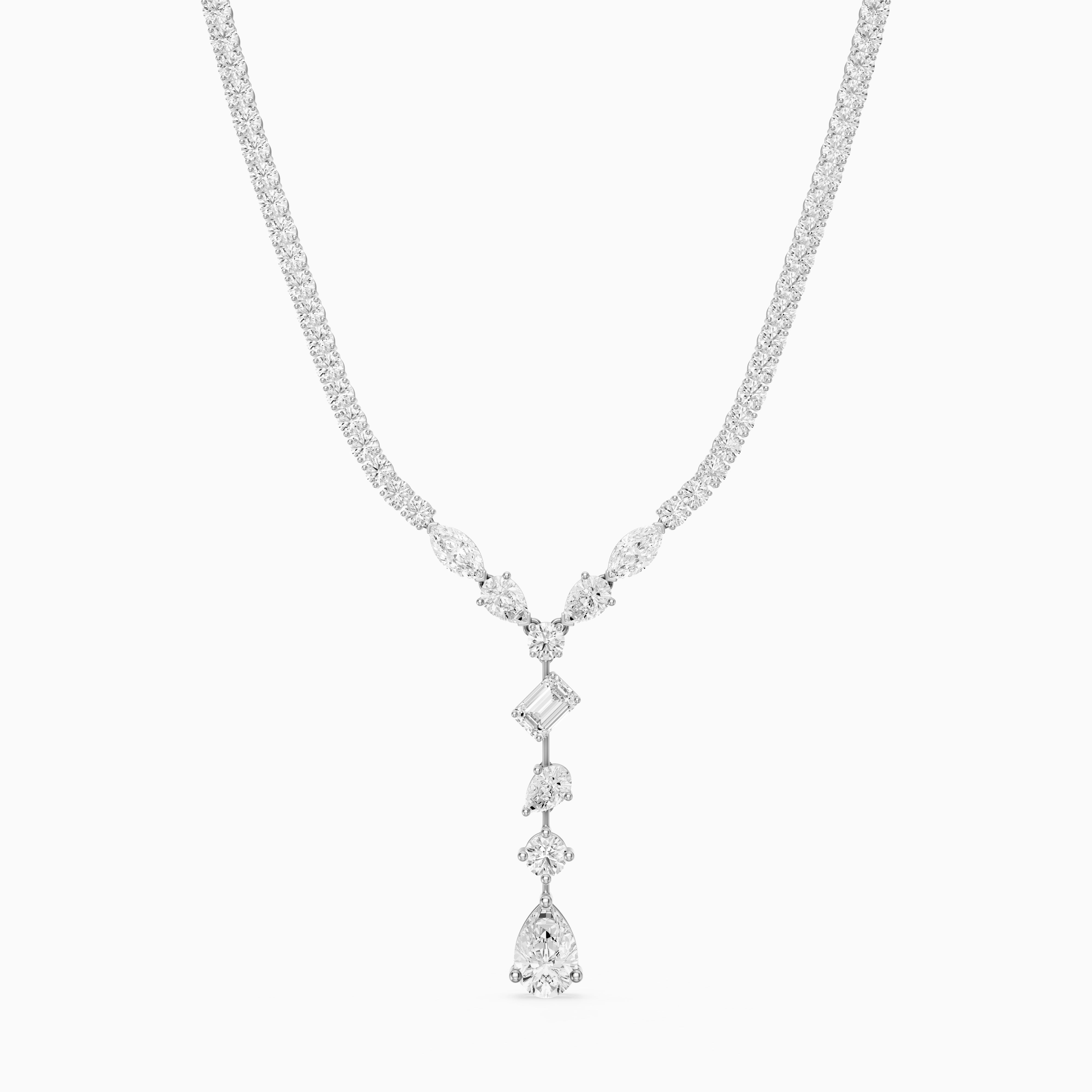 Yaretzi Pear and Emerald Cut Lab-Diamond Lariat Necklace