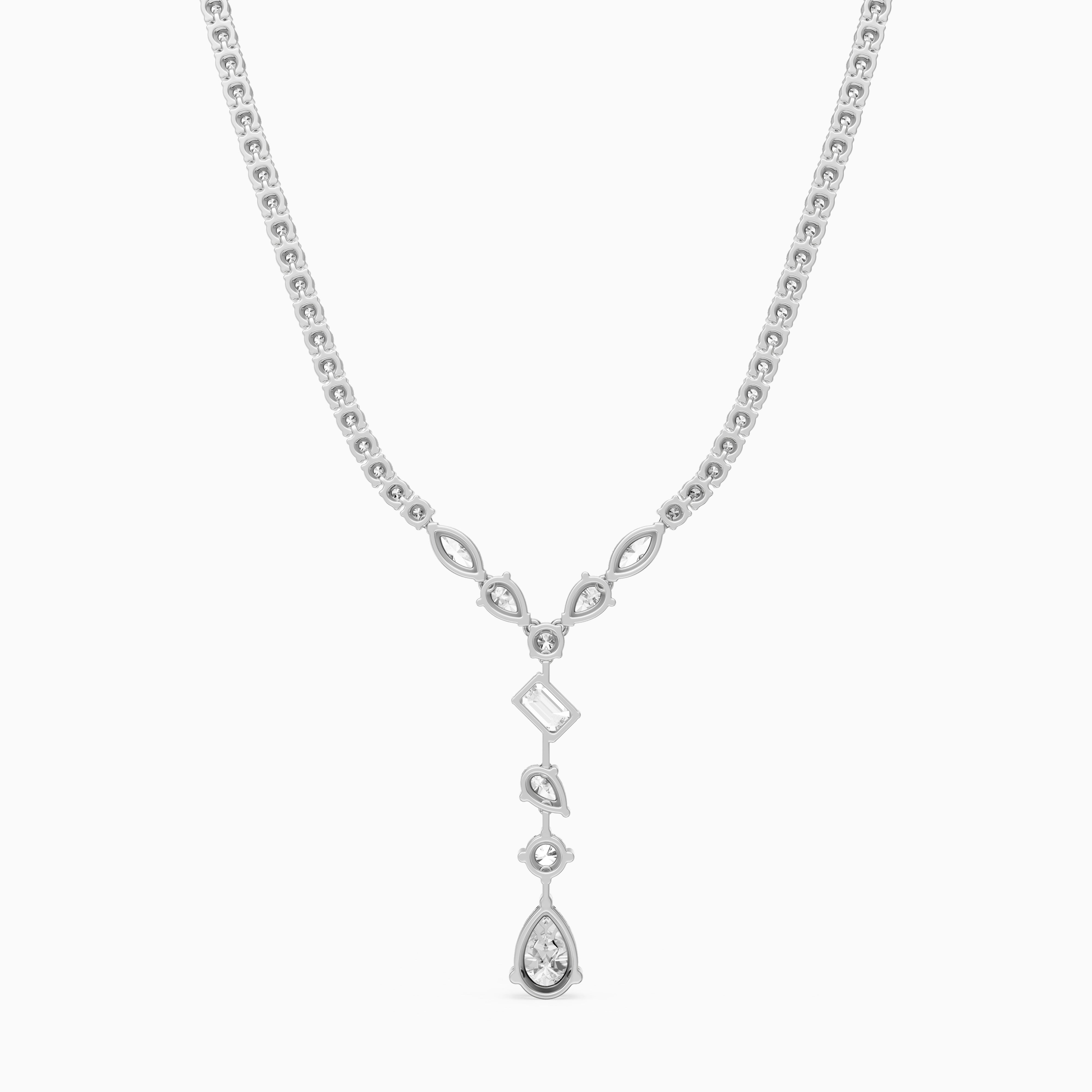 Yaretzi Pear and Emerald Cut Lab-Diamond Lariat Necklace