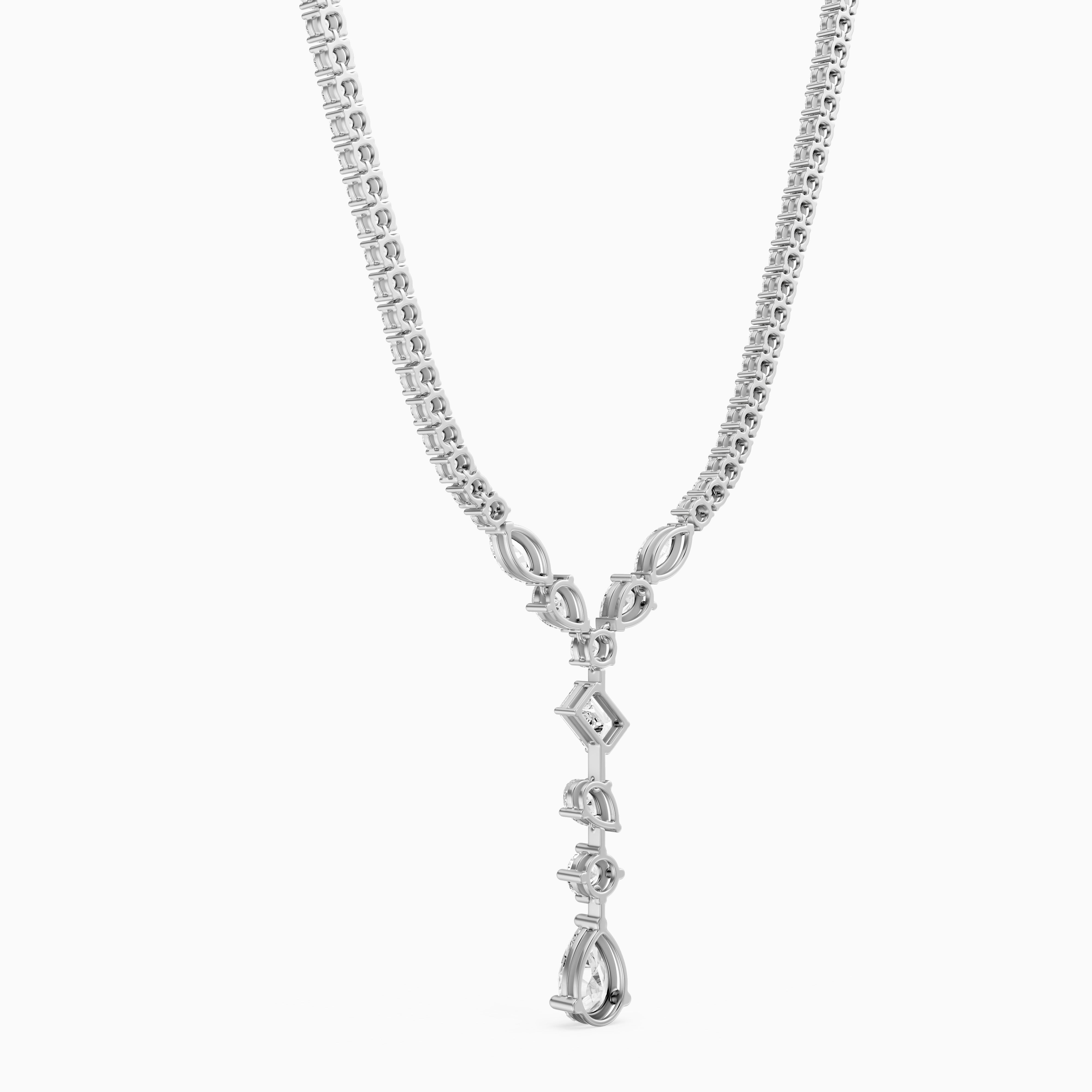 Yaretzi Pear and Emerald Cut Lab-Diamond Lariat Necklace