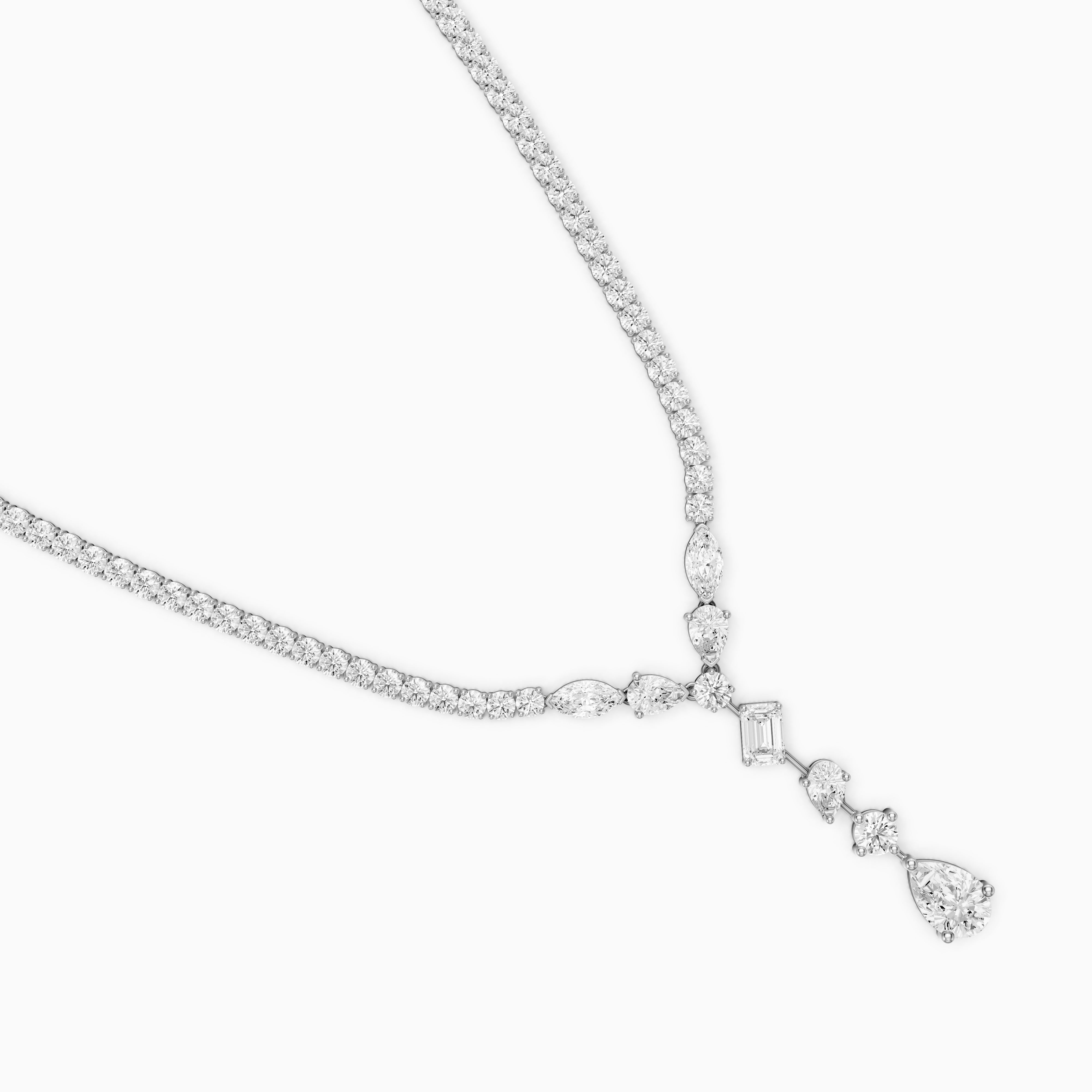 Yaretzi Pear and Emerald Cut Lab-Diamond Lariat Necklace