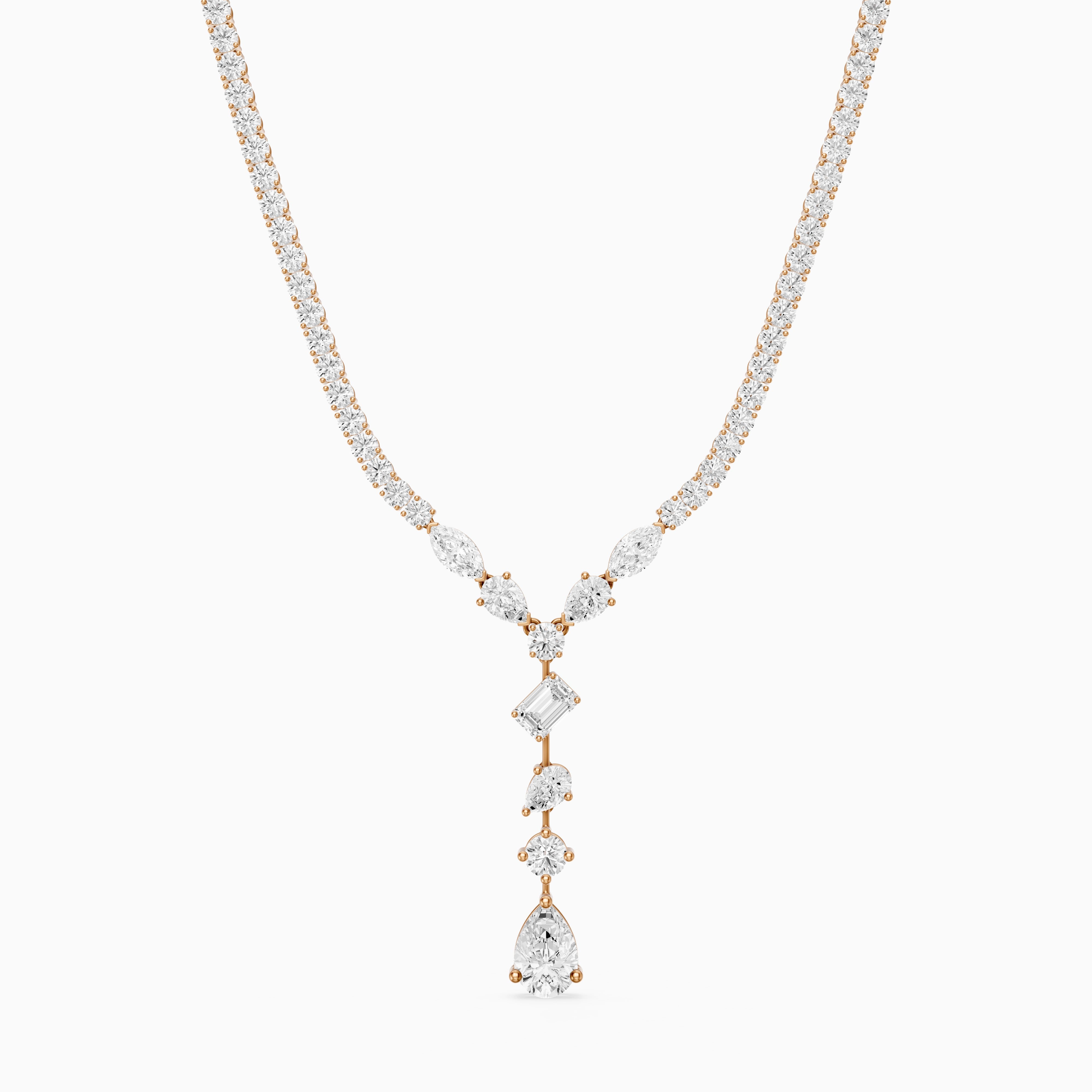 Yaretzi Pear and Emerald Cut Lab-Diamond Lariat Necklace